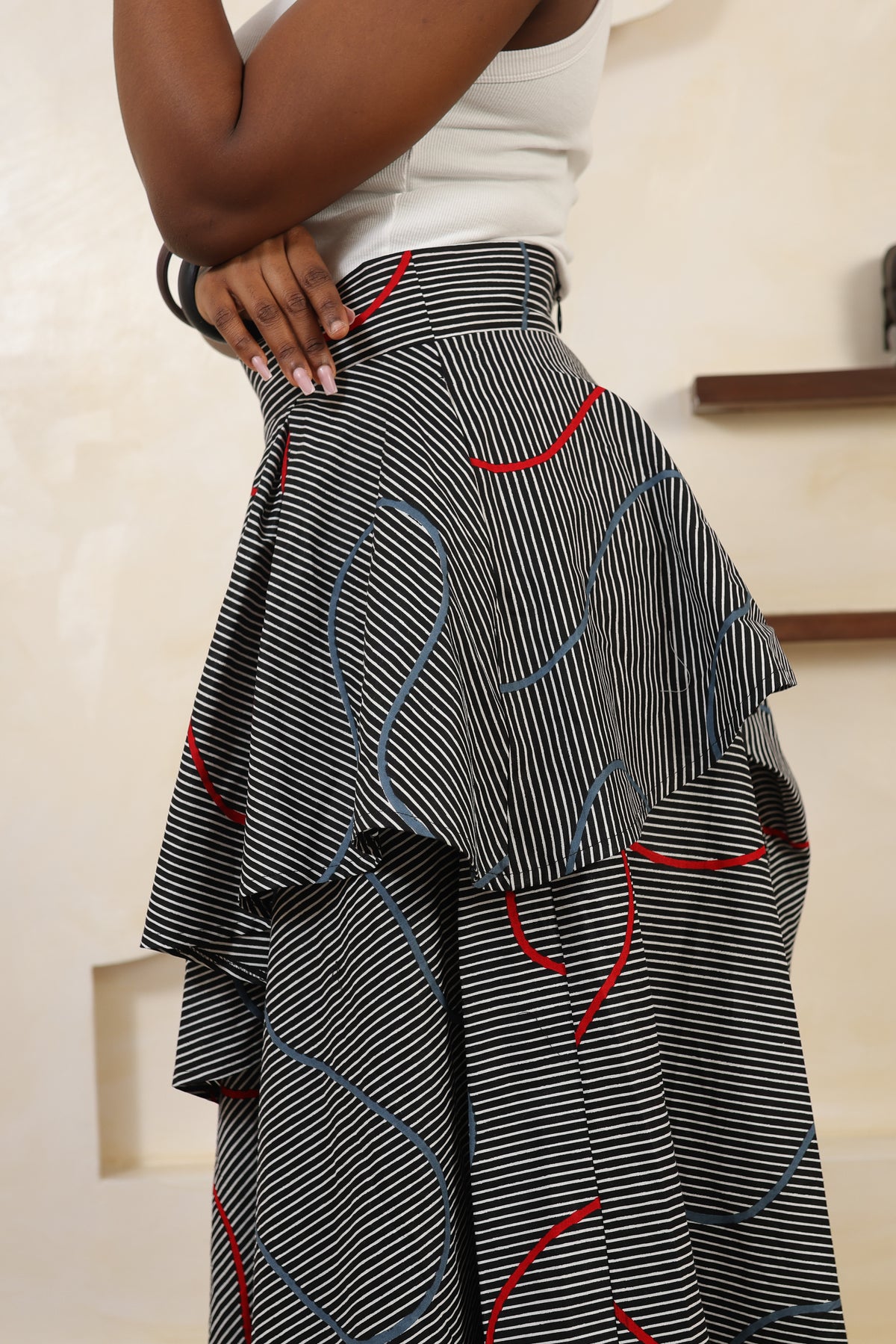 ILA Stripe Layered Asymmetric Midi Skirt - Women