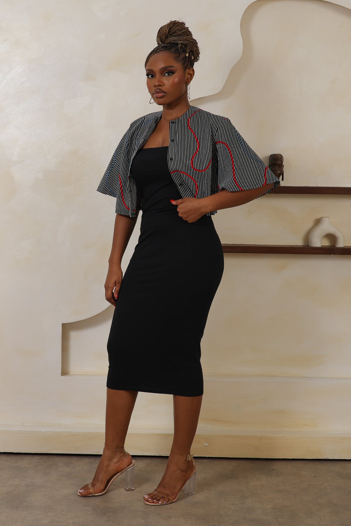 ILA Stripe Flared Sleeve Cropped Shirt - Women