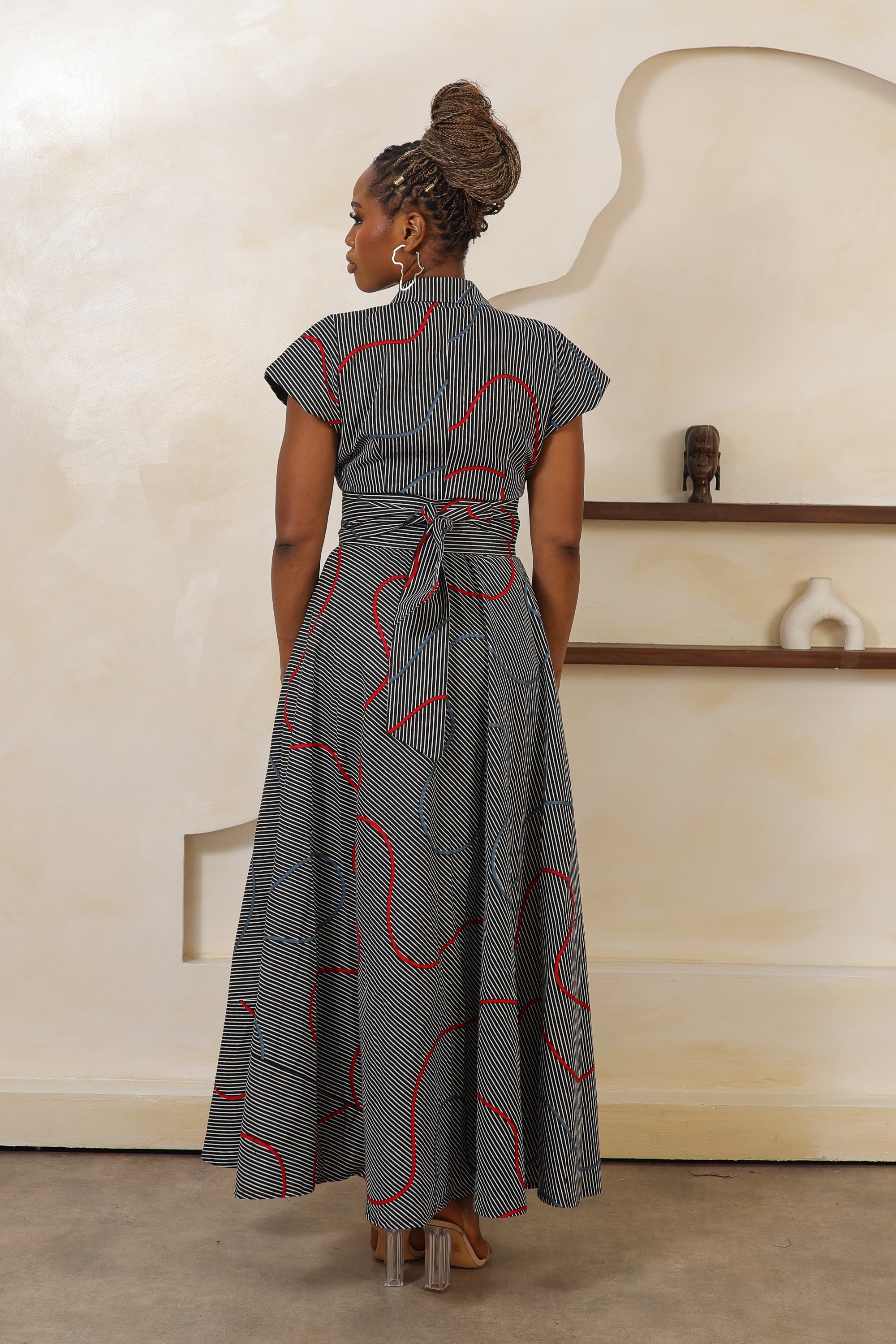ILA Stripe Cap Sleeve Maxi Shirt Dress - Women