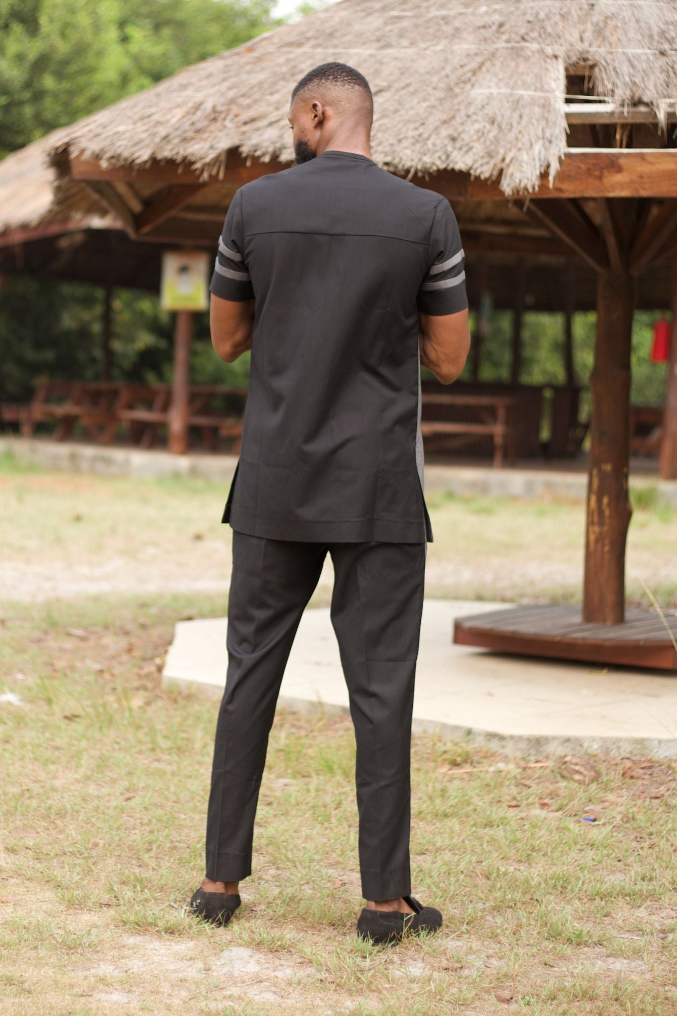 KUFRE African Suit, Black/Grey