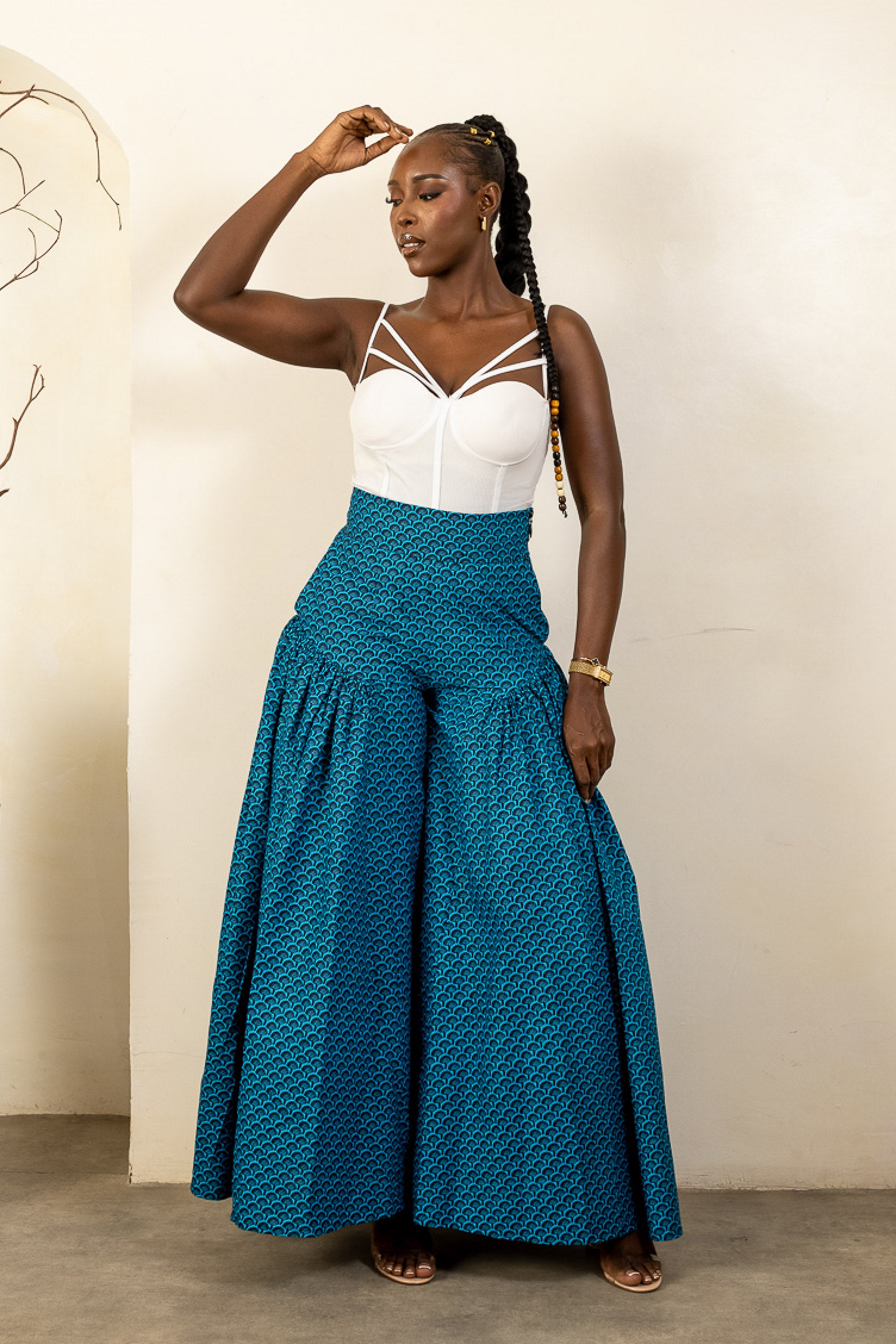 KAMSI Ankara Drop Waist Trousers - Women