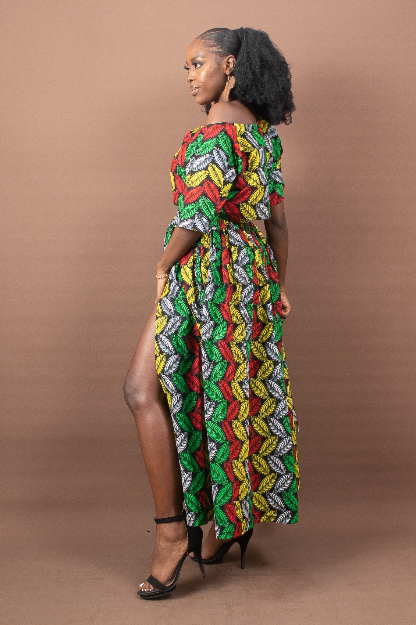 KEFIRAH African Print Off Shoulder Crop Top