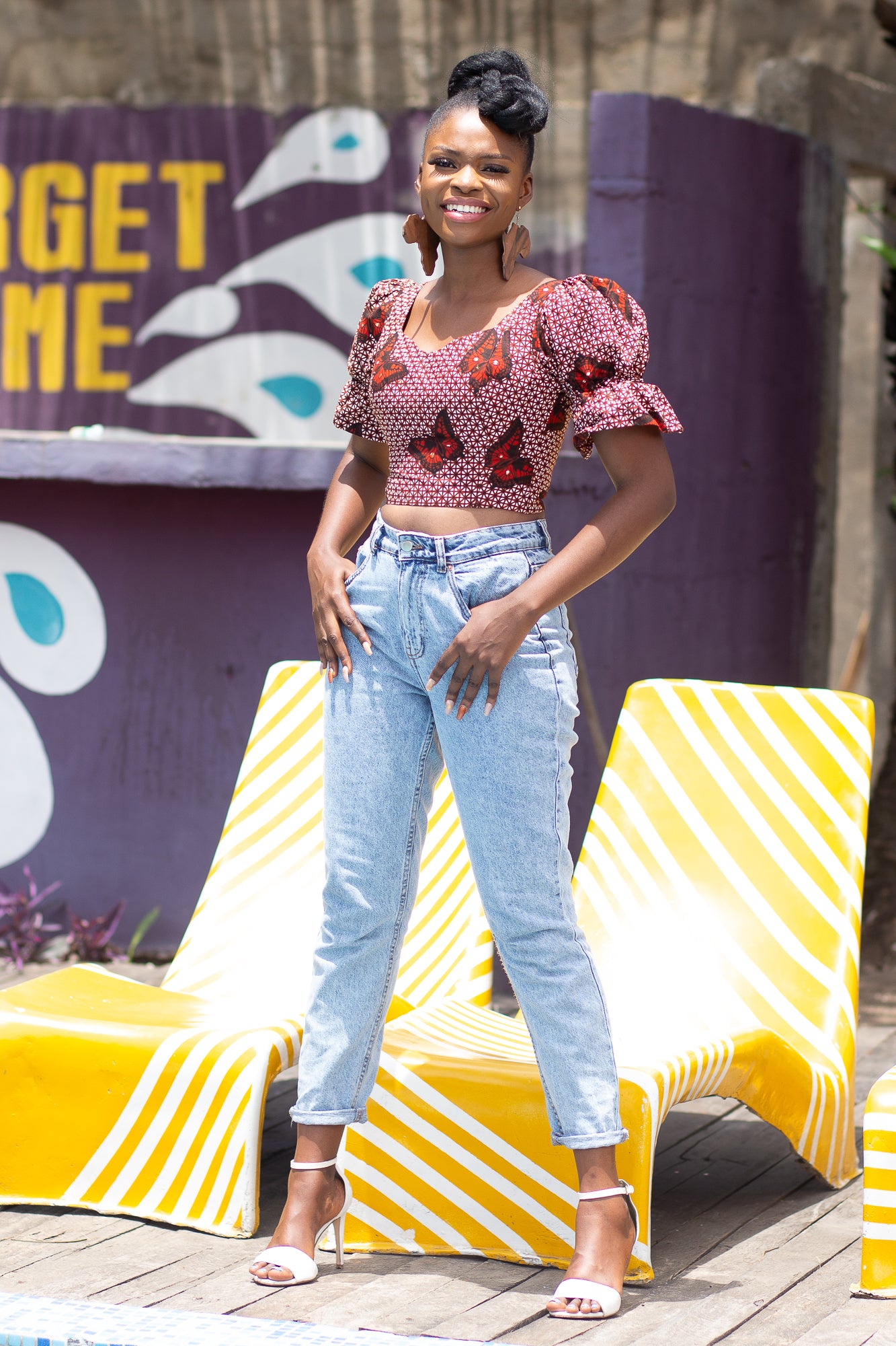 KEYARA African Print Ankara Butterfly Crop Top