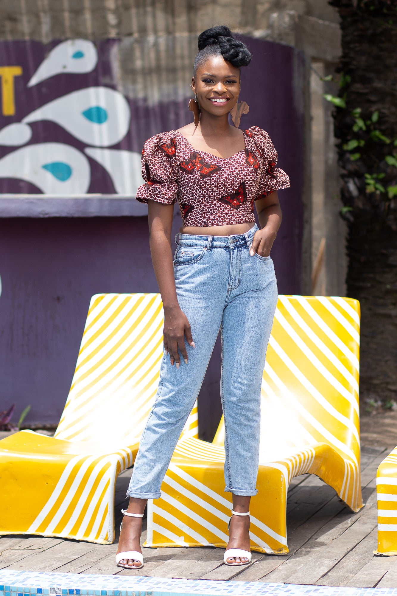 KEYARA African Print Ankara Butterfly Crop Top