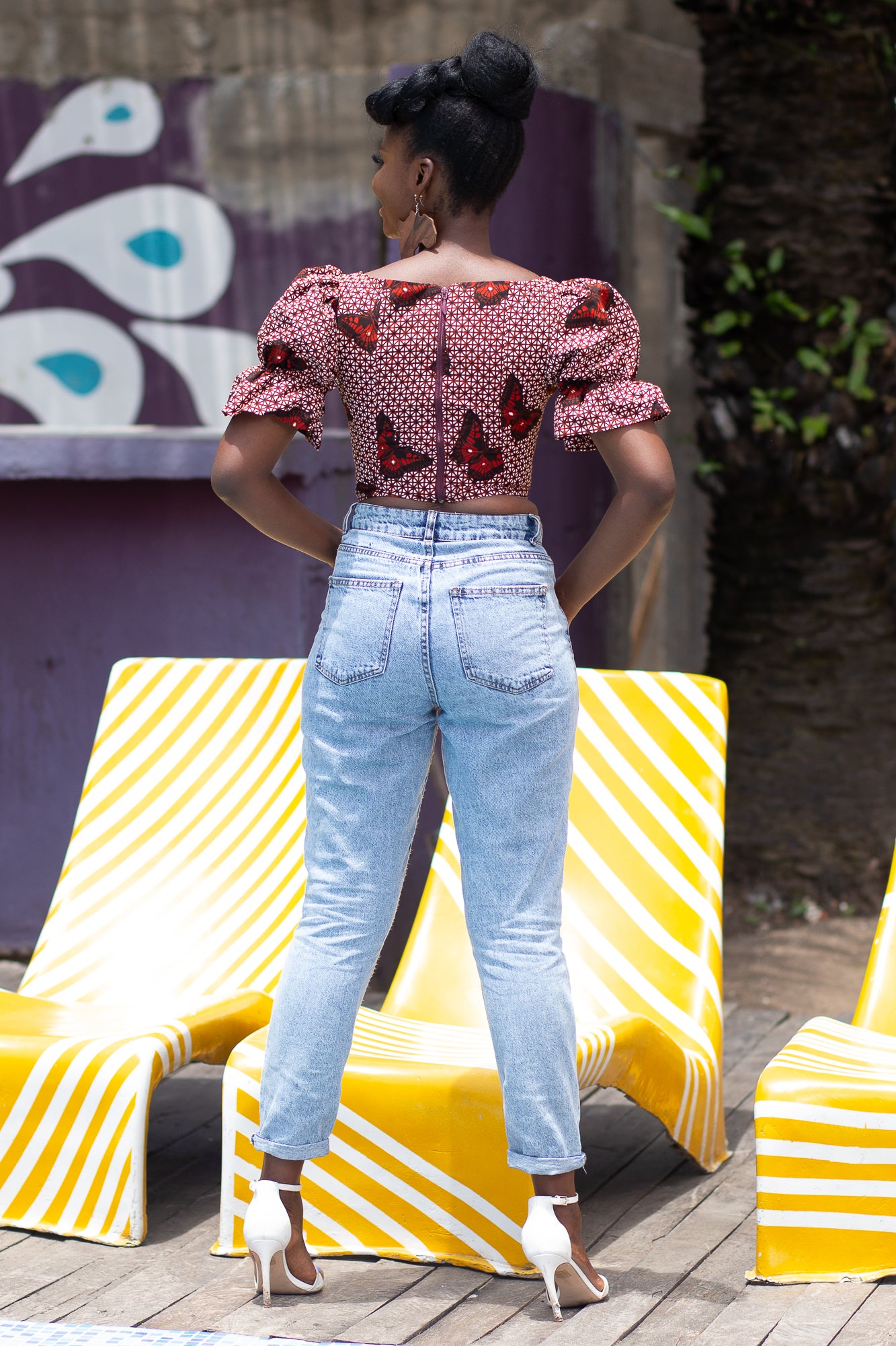 KEYARA African Print Ankara Butterfly Crop Top