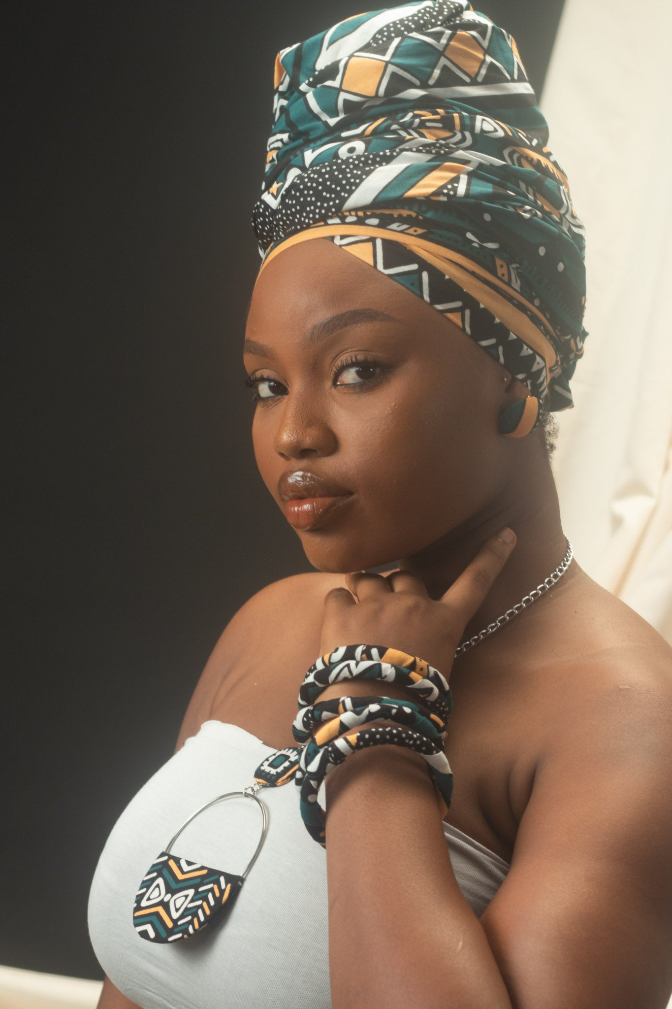 KIJANA African Print Ankara Button Earrings