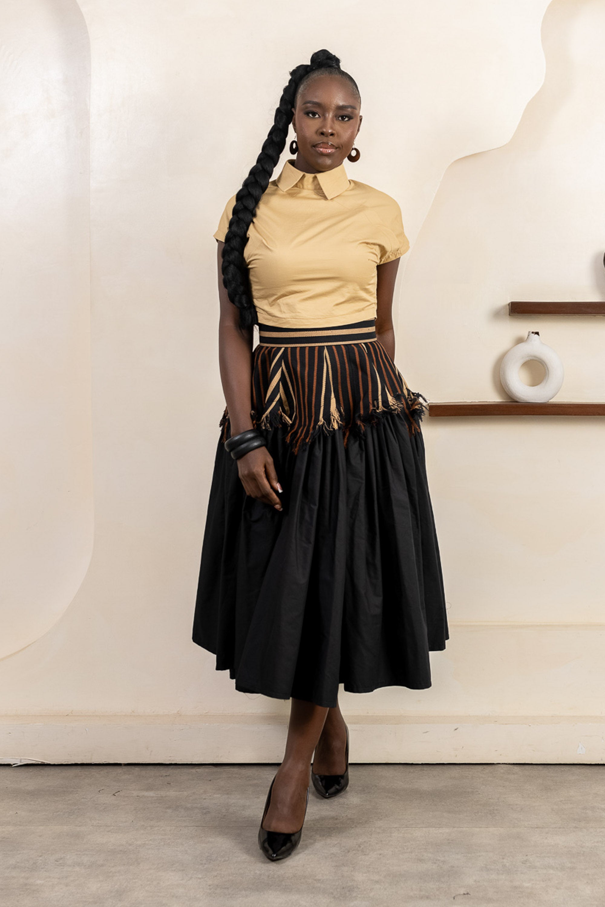 Women’s Ankara Aso Oke Midi Skirt | LAYO