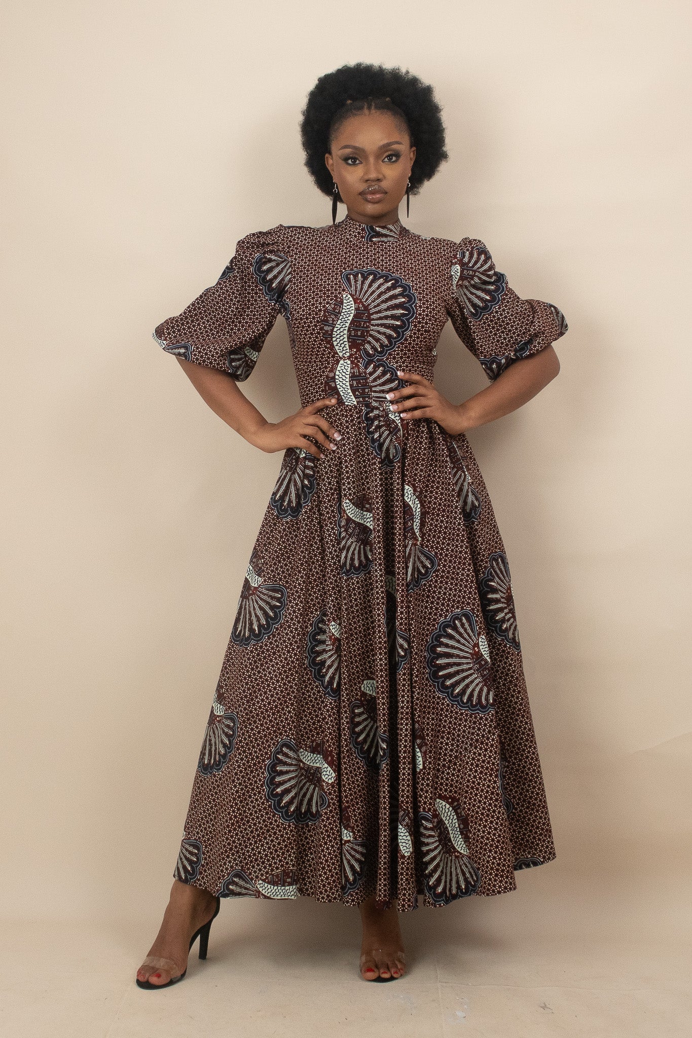 LOLIA African Print Puff Sleeve Dress