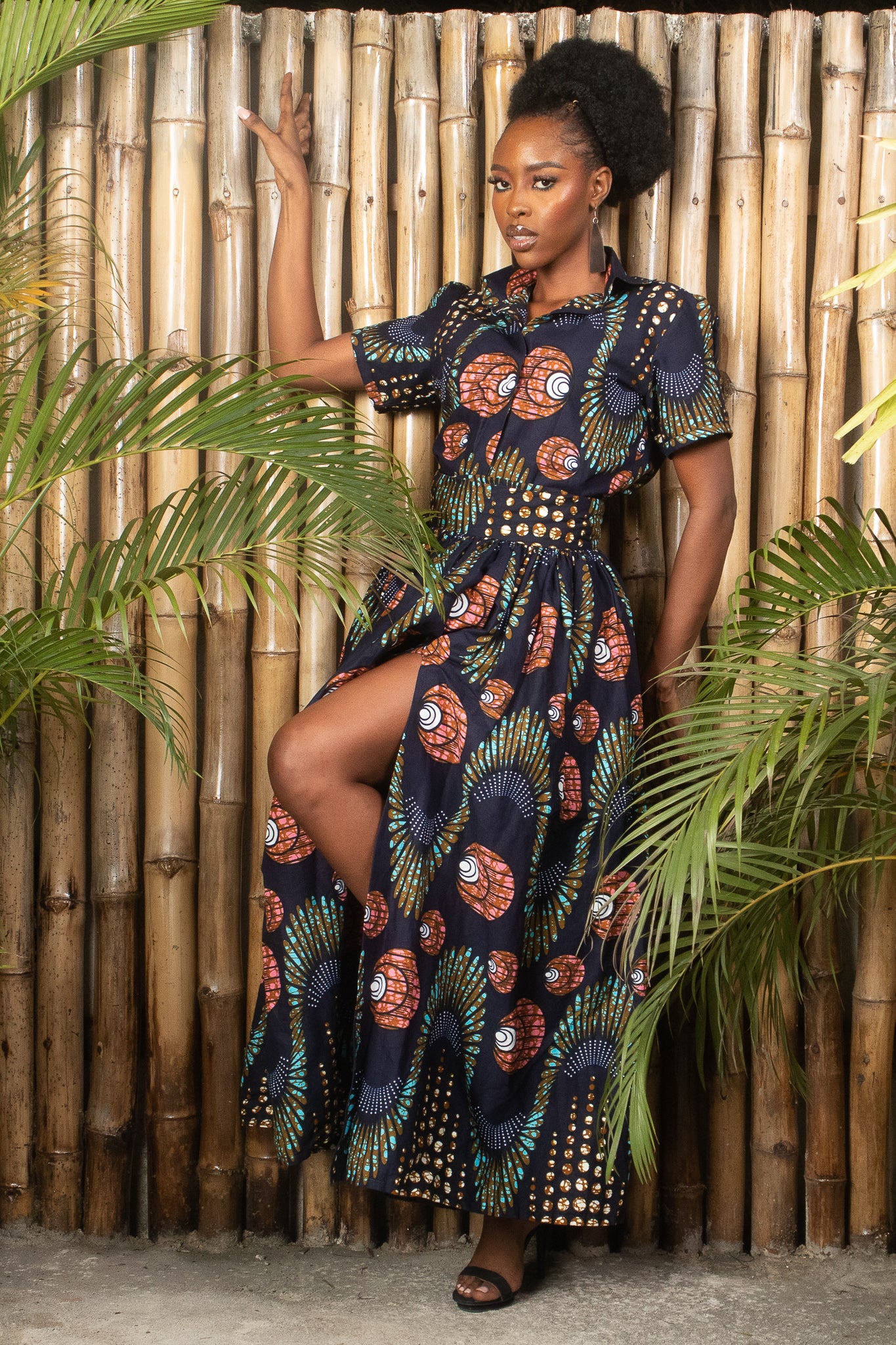 MALIA African Print Ankara Maxi Skirt with Side Slit