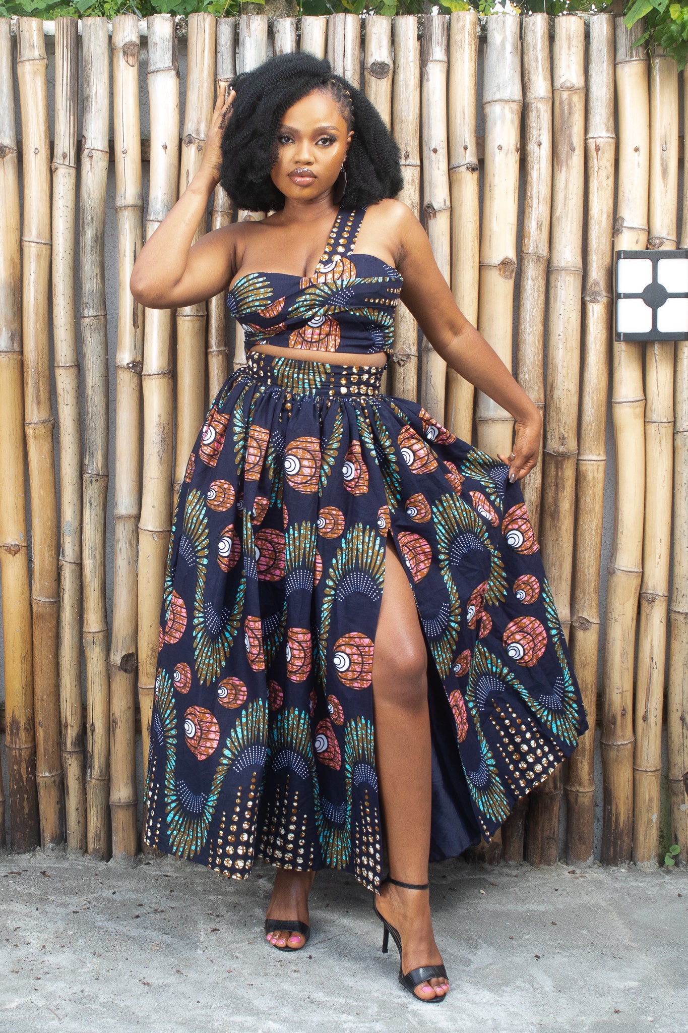 MALIA African Print Ankara One Shoulder Cropped Top