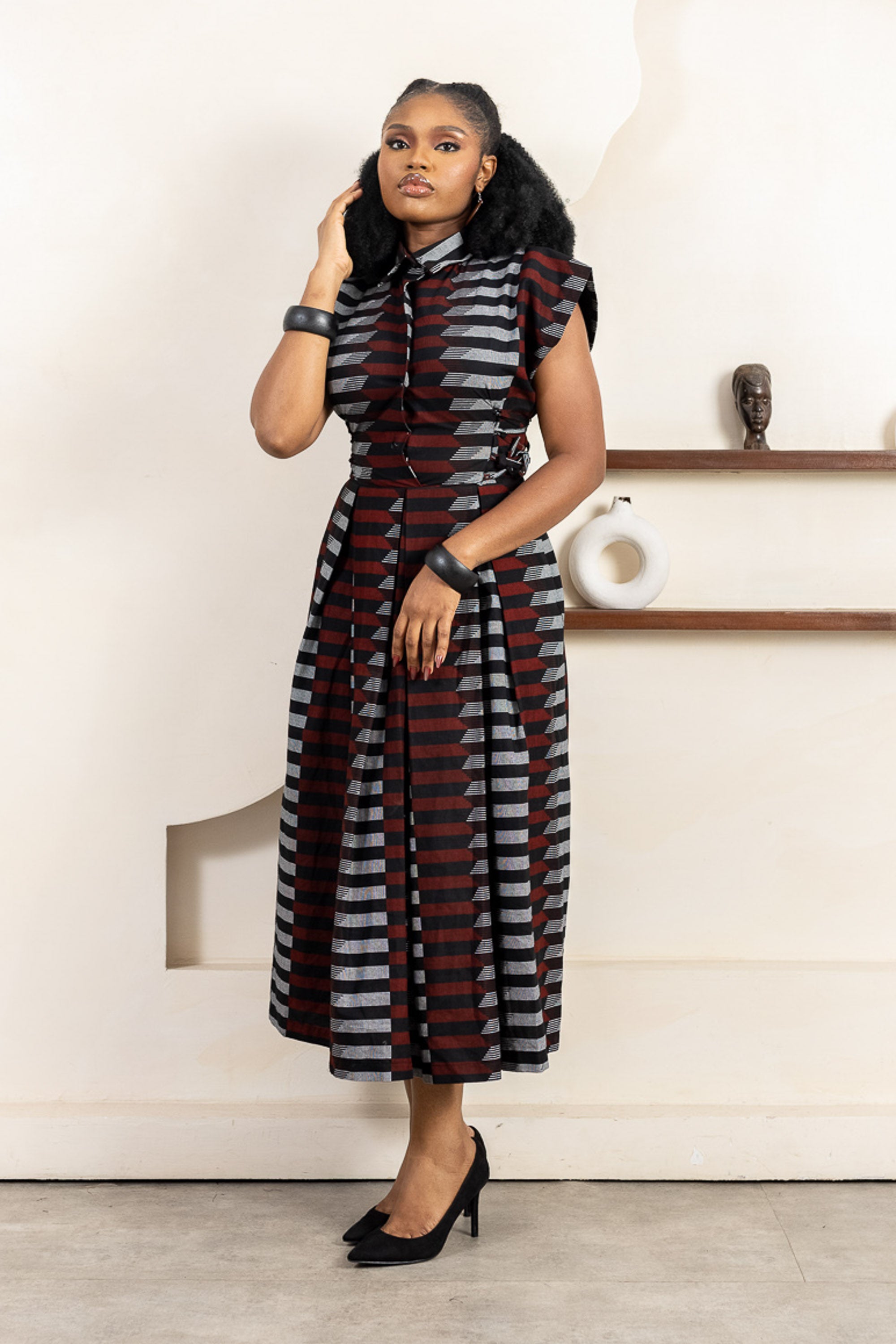 MOYA Ankara Midi Shirt Dress - Women