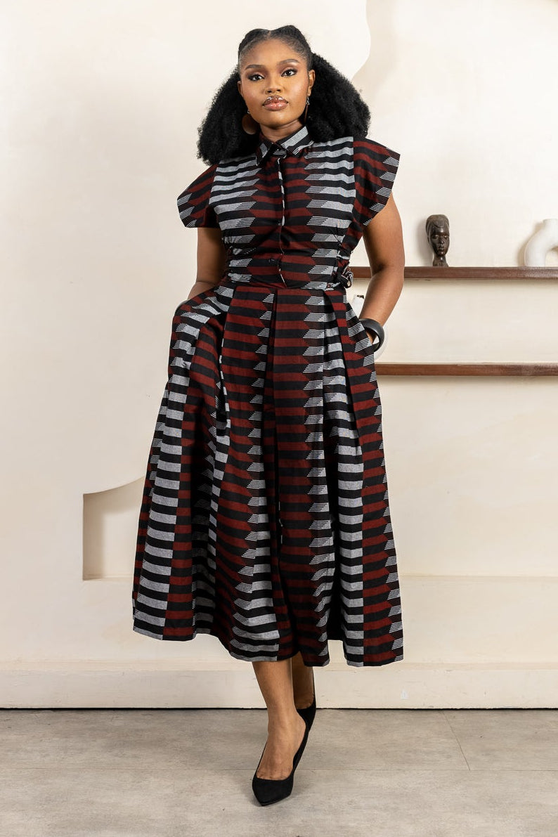 MOYA Ankara Midi Shirt Dress - Women
