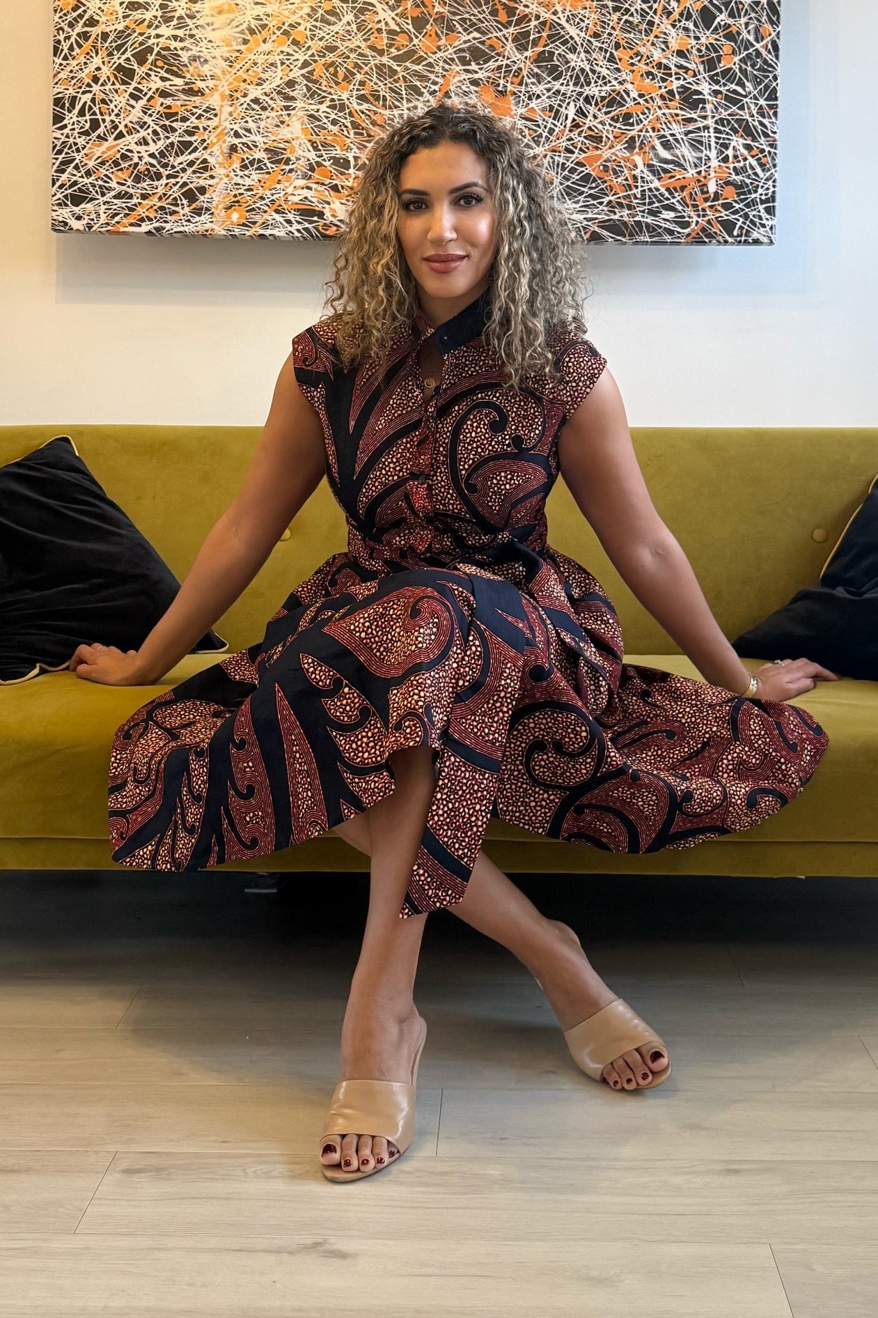 KERHI Ankara Midi Shirt Dress - Women