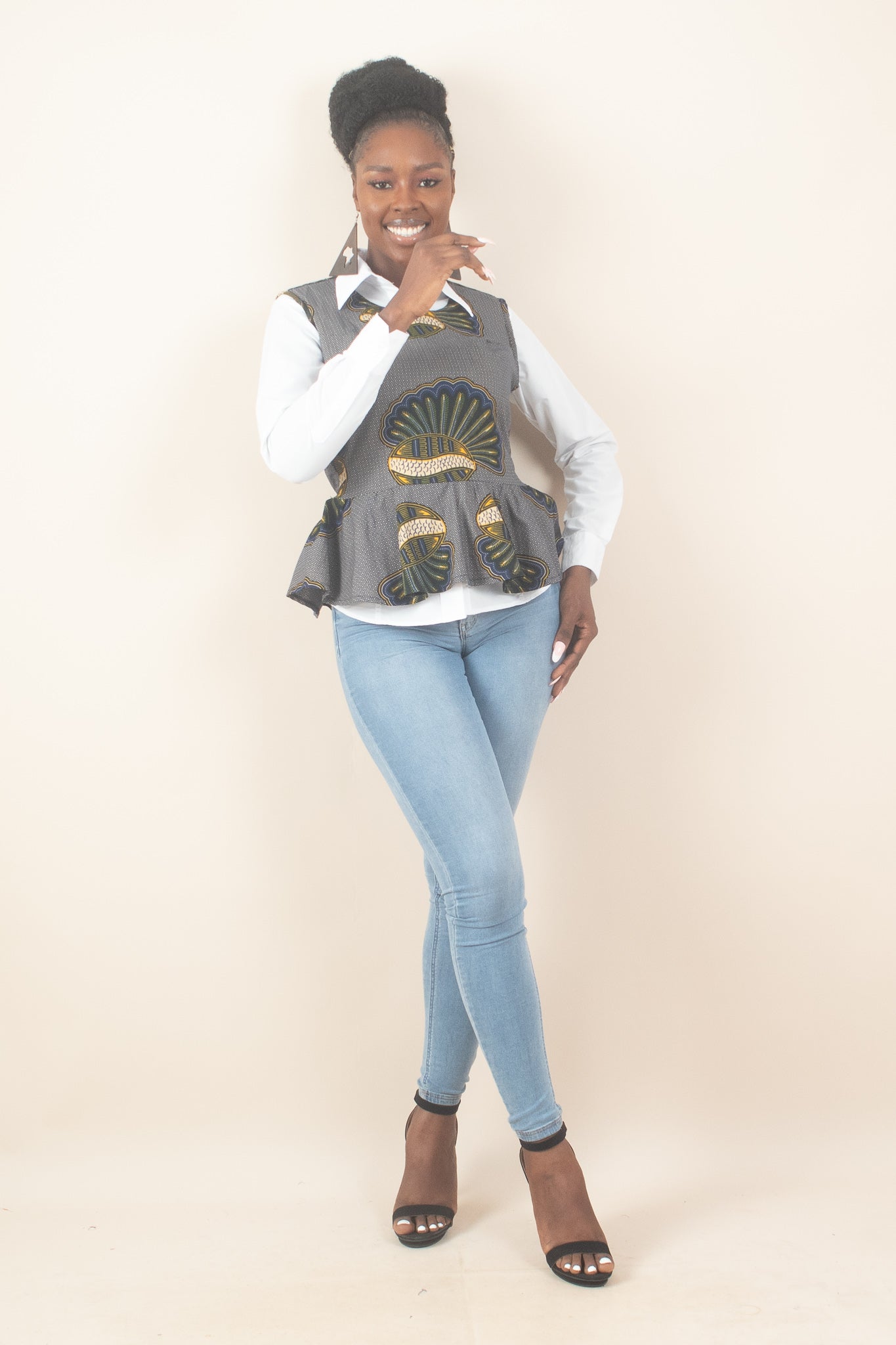 NIKE African Print Ankara Peplum Top