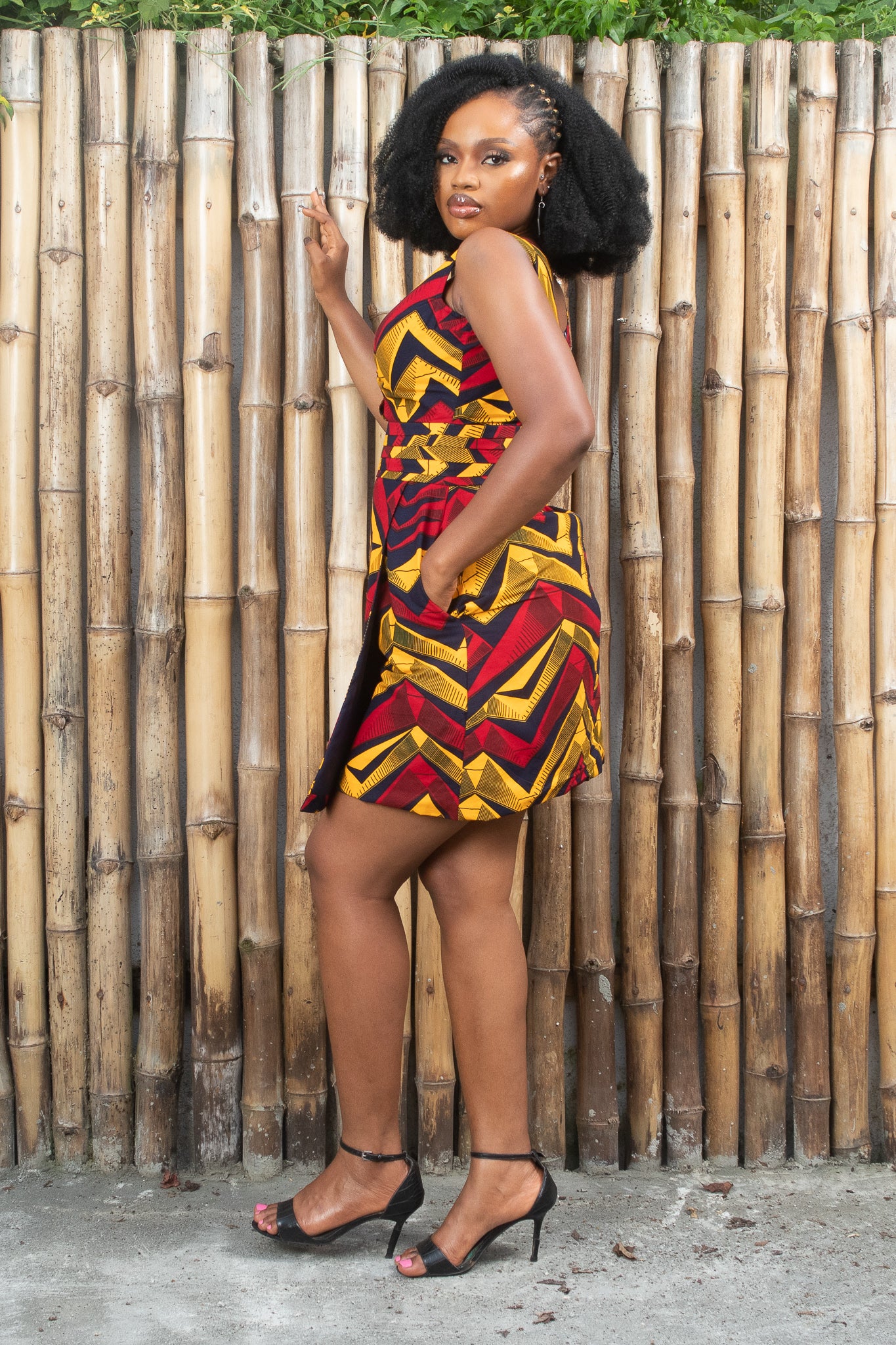 NKEM African Print Ankara Mini Wrap Dress