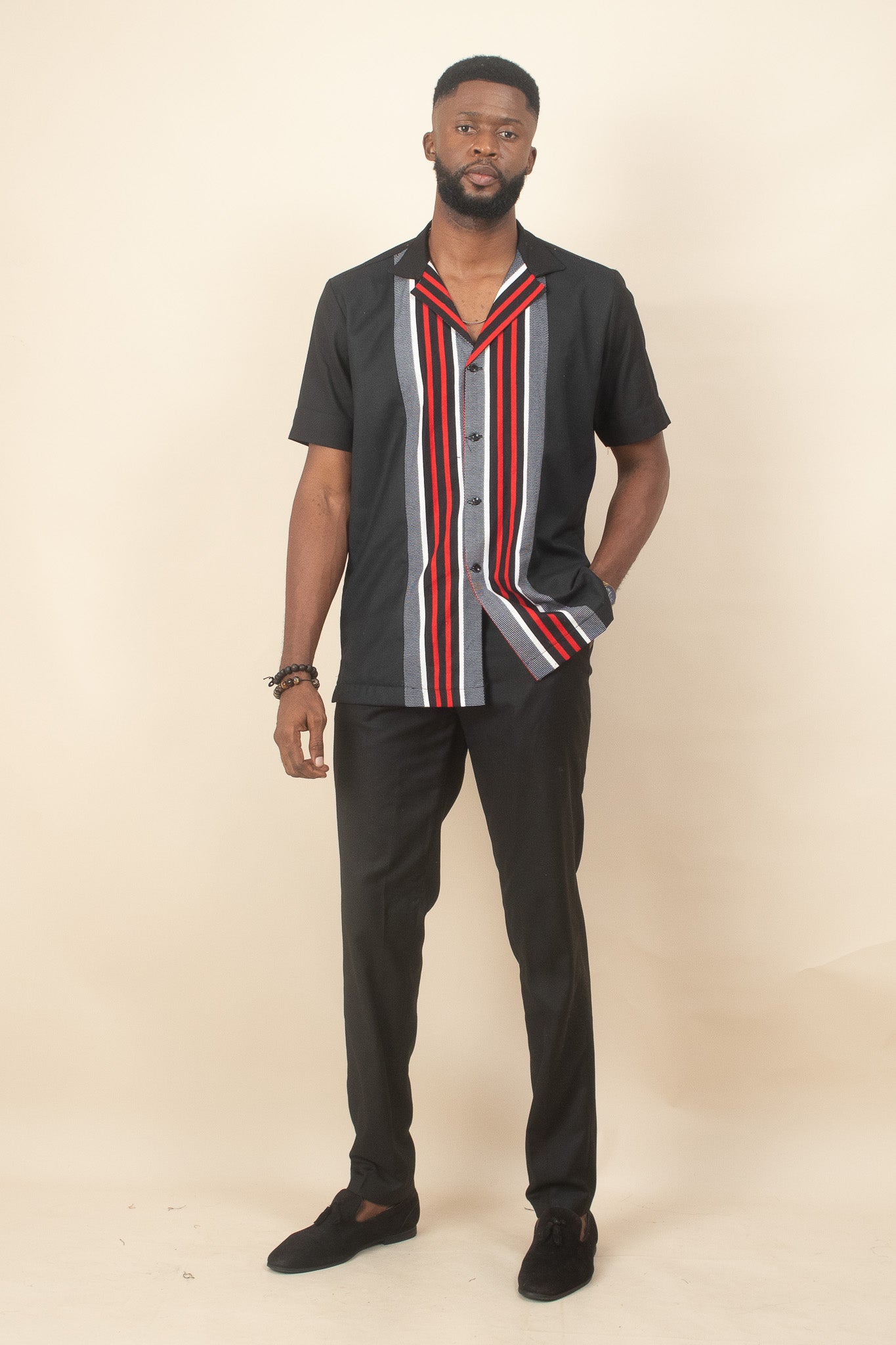 OSAYI African Print Striped Mens Shirt