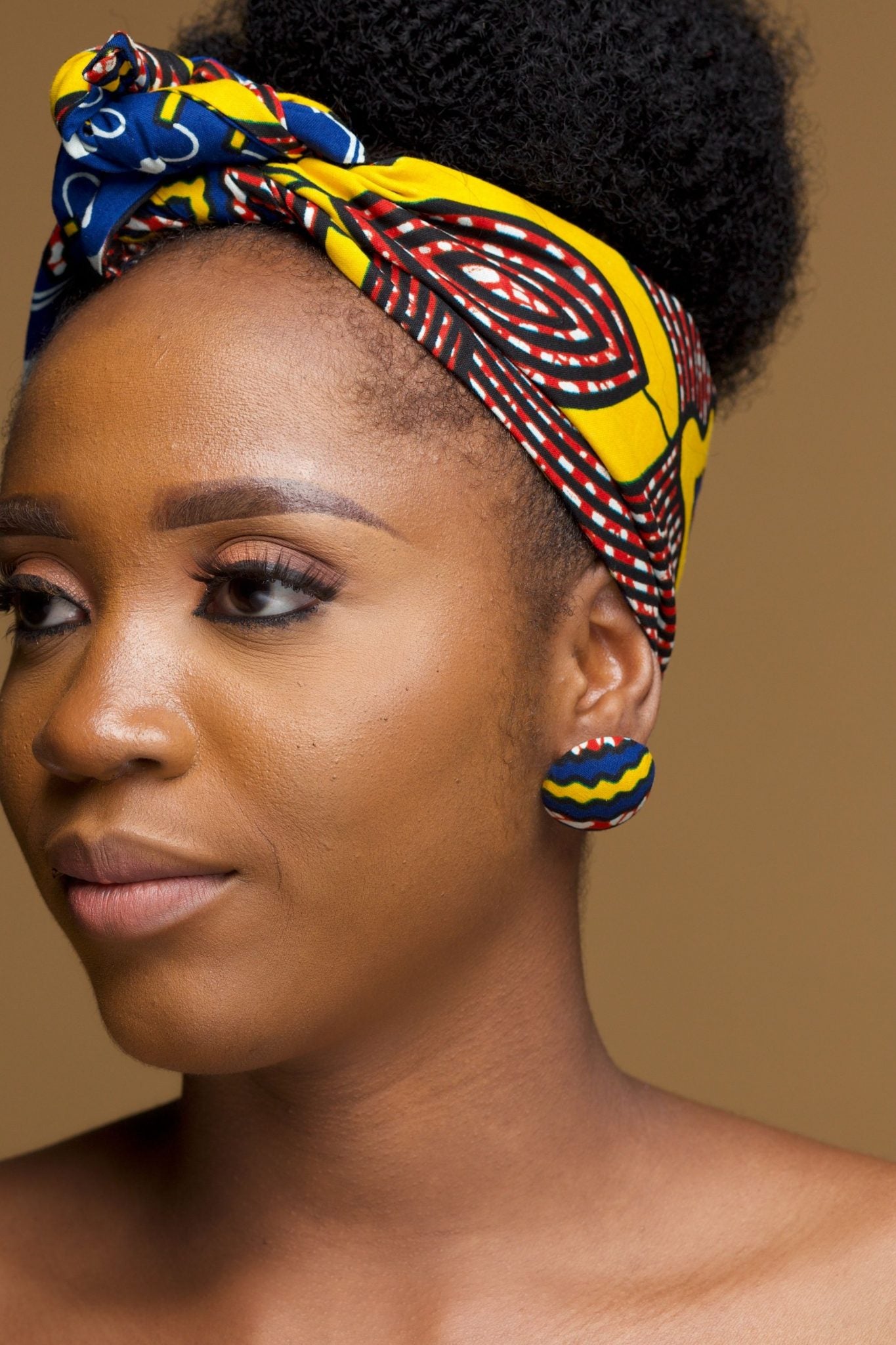 REYA African Print Ankara Button Stud Earrings