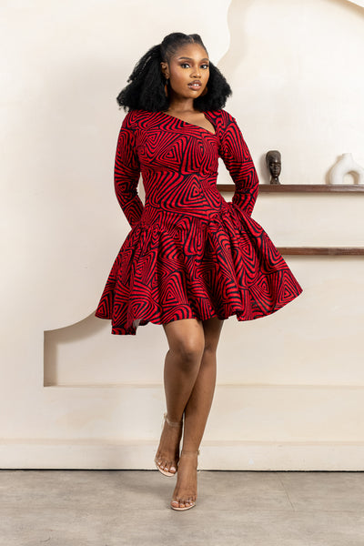 ASA Ankara Long Sleeve Mini Dress - Women | Àrẹ̀ ẹni Collection