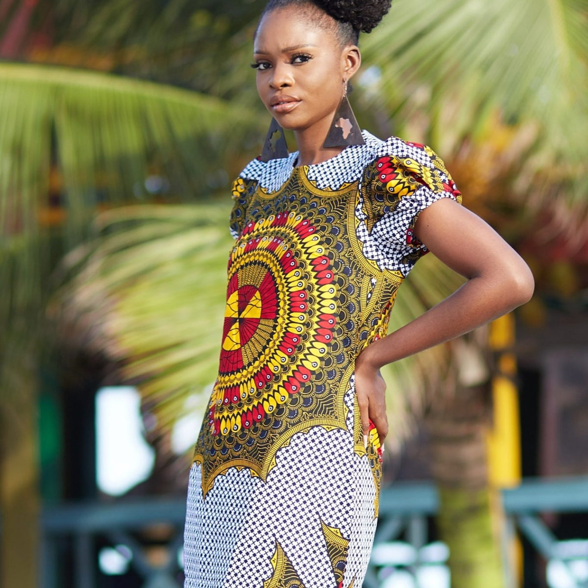 african print dresses for ladies ADITA Ankara Dress Midi Lining