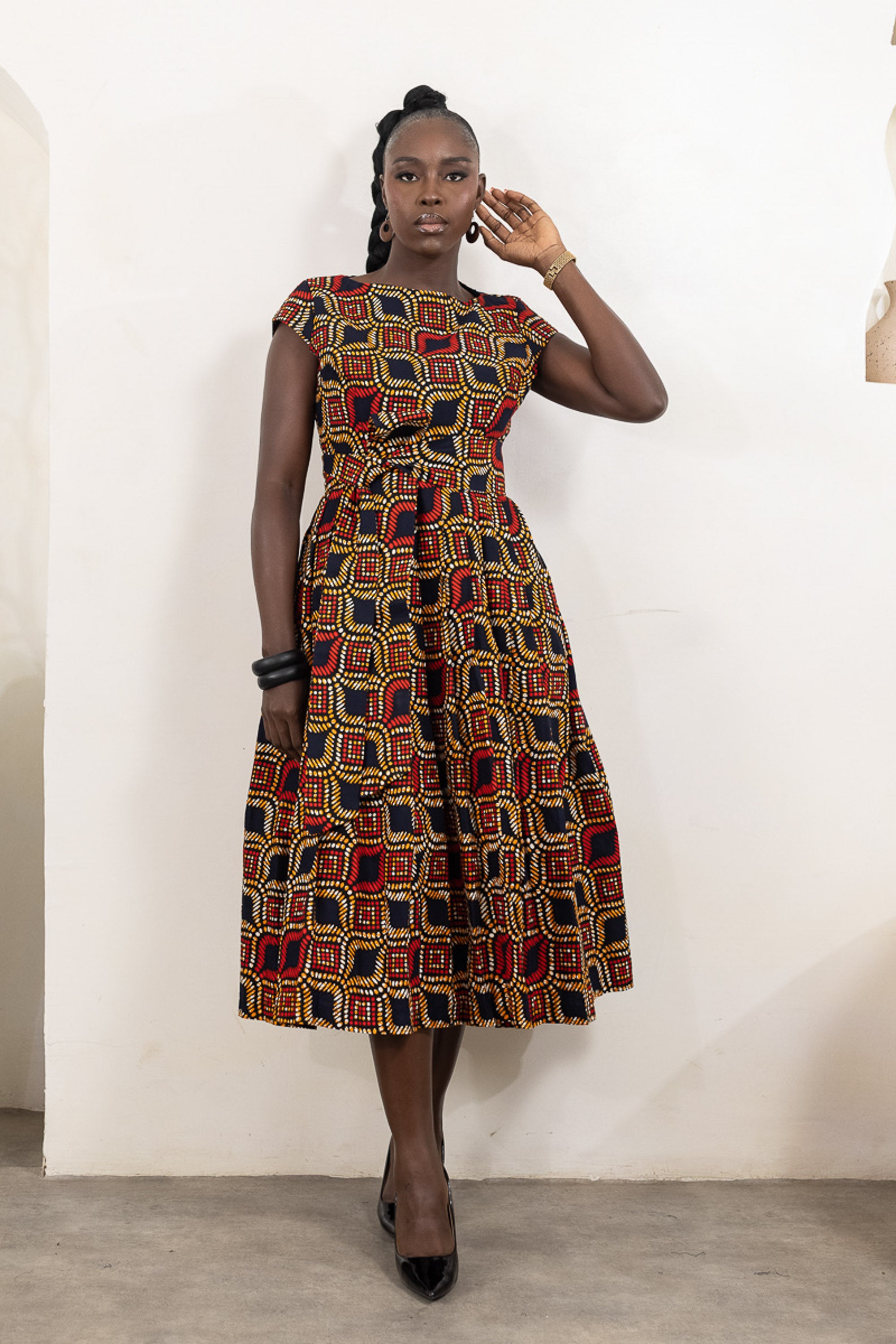 TENE Ankara Midi Dress | Bold African Print for Women