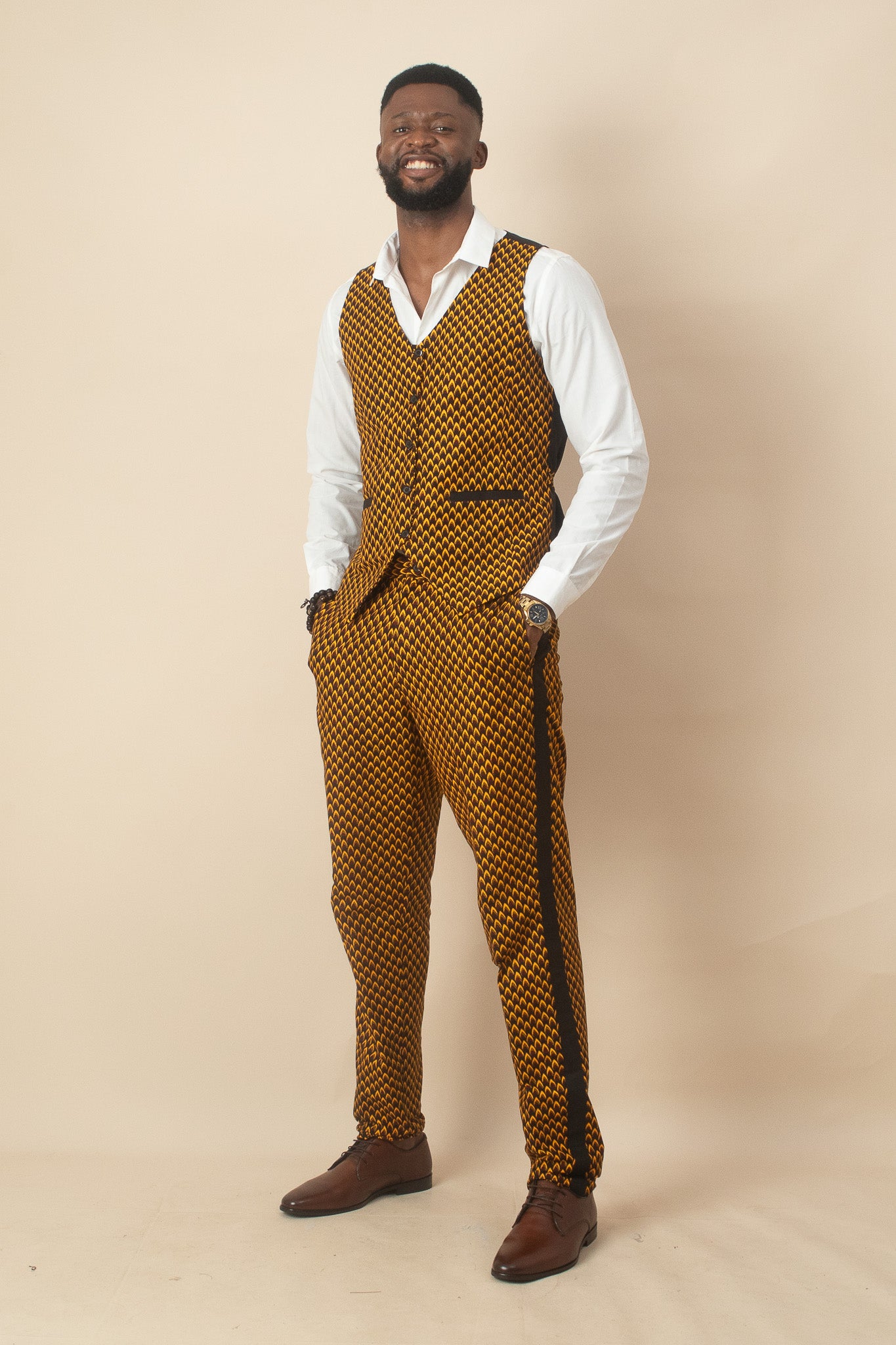 TAJU African Print Ankara Mens Tailored Trousers