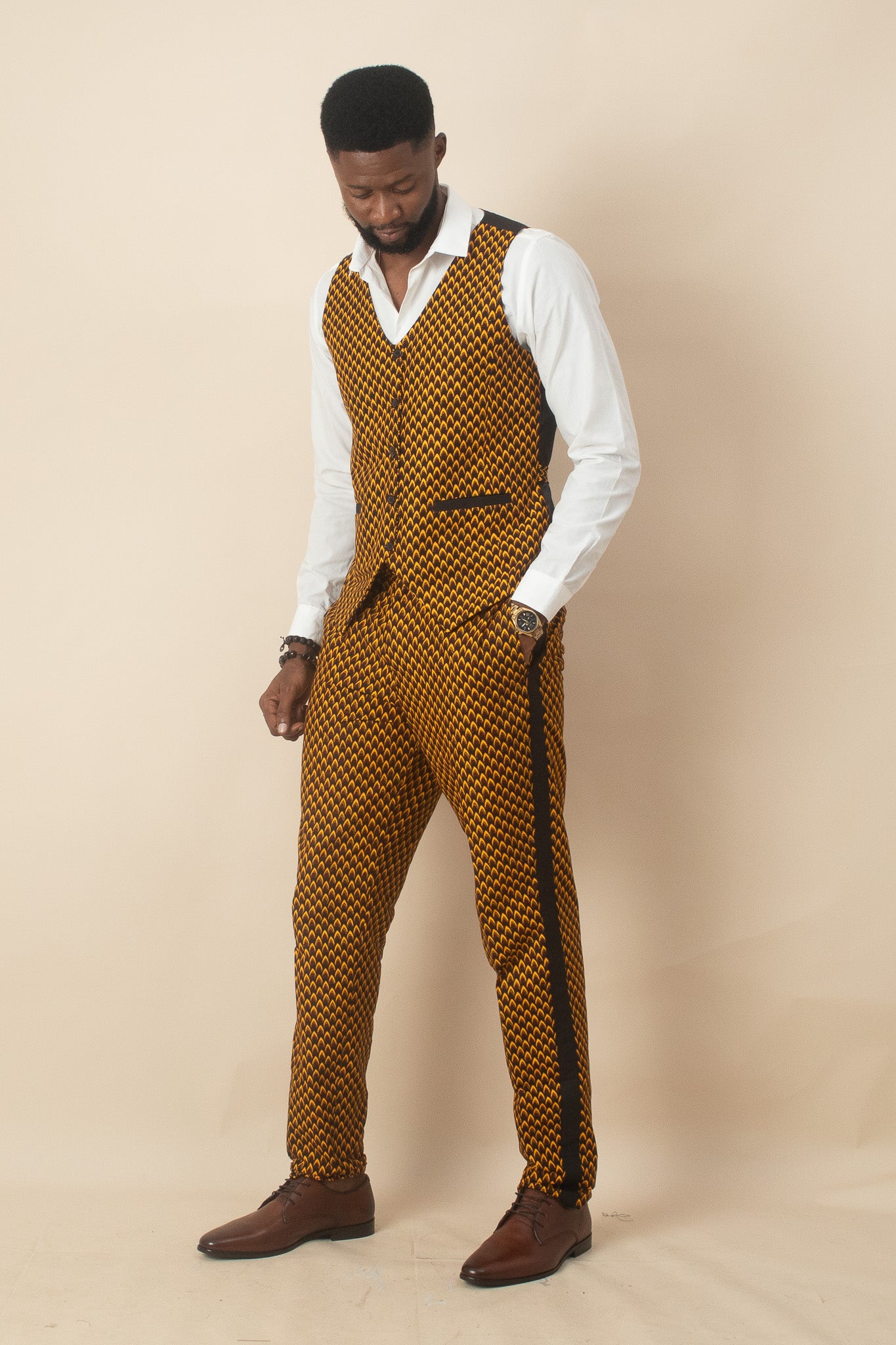 TAJU African Print Ankara Mens Tailored Trousers