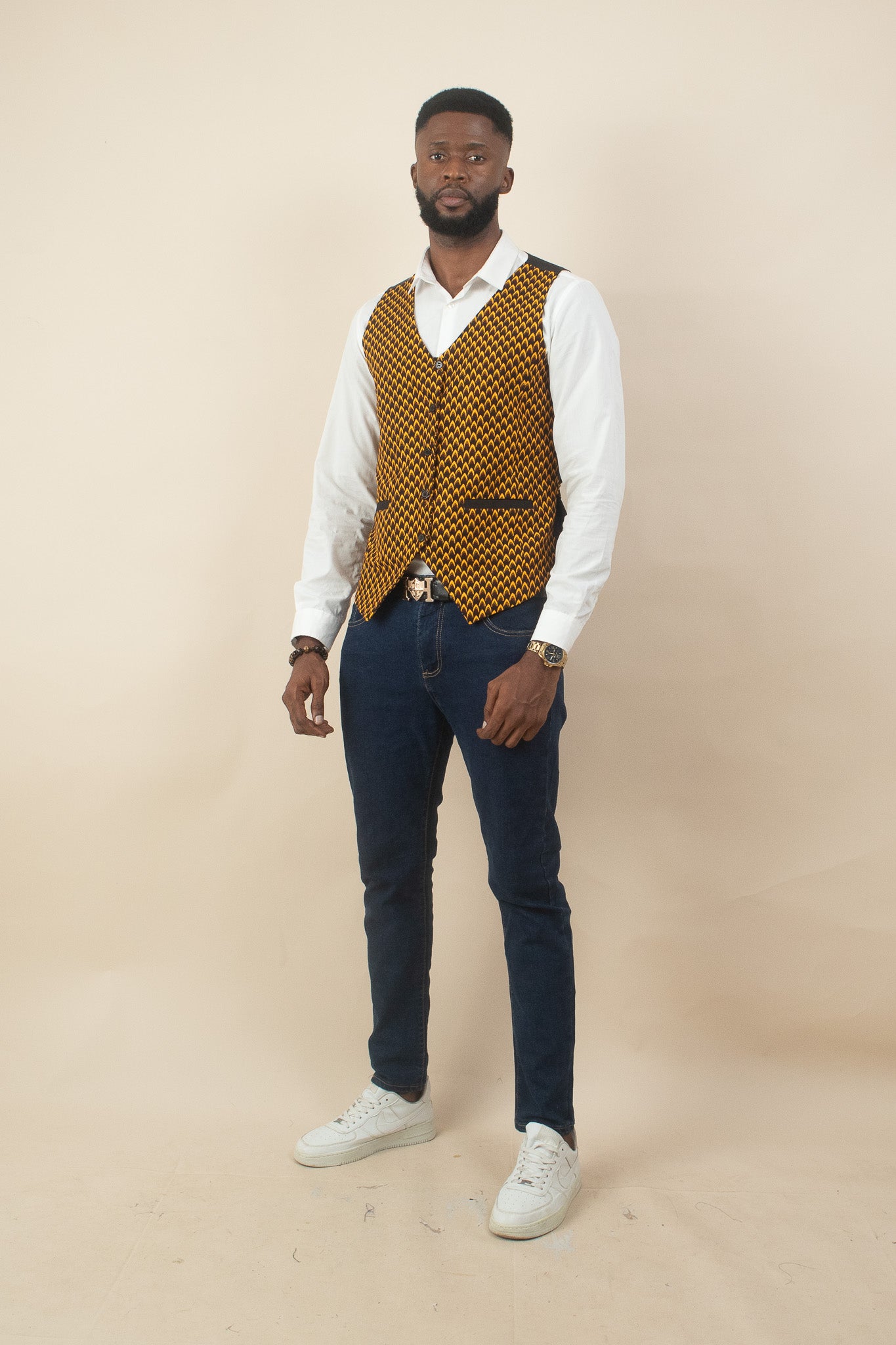 TAJU African Print Ankara Waistcoat