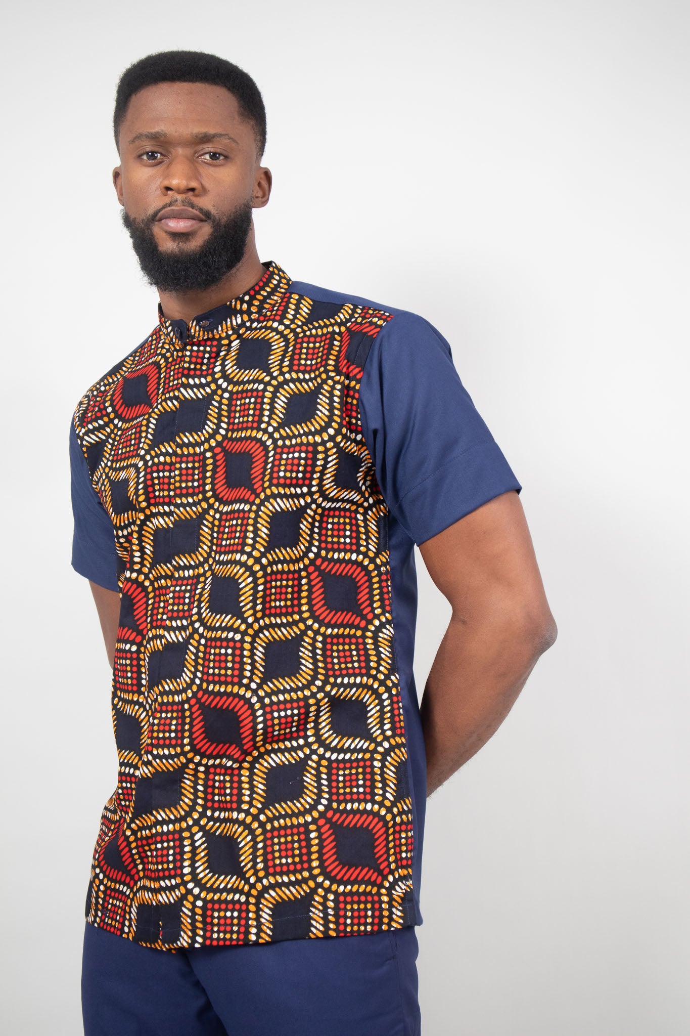 TENE Mens African Print Ankara Suit - Red|Blue