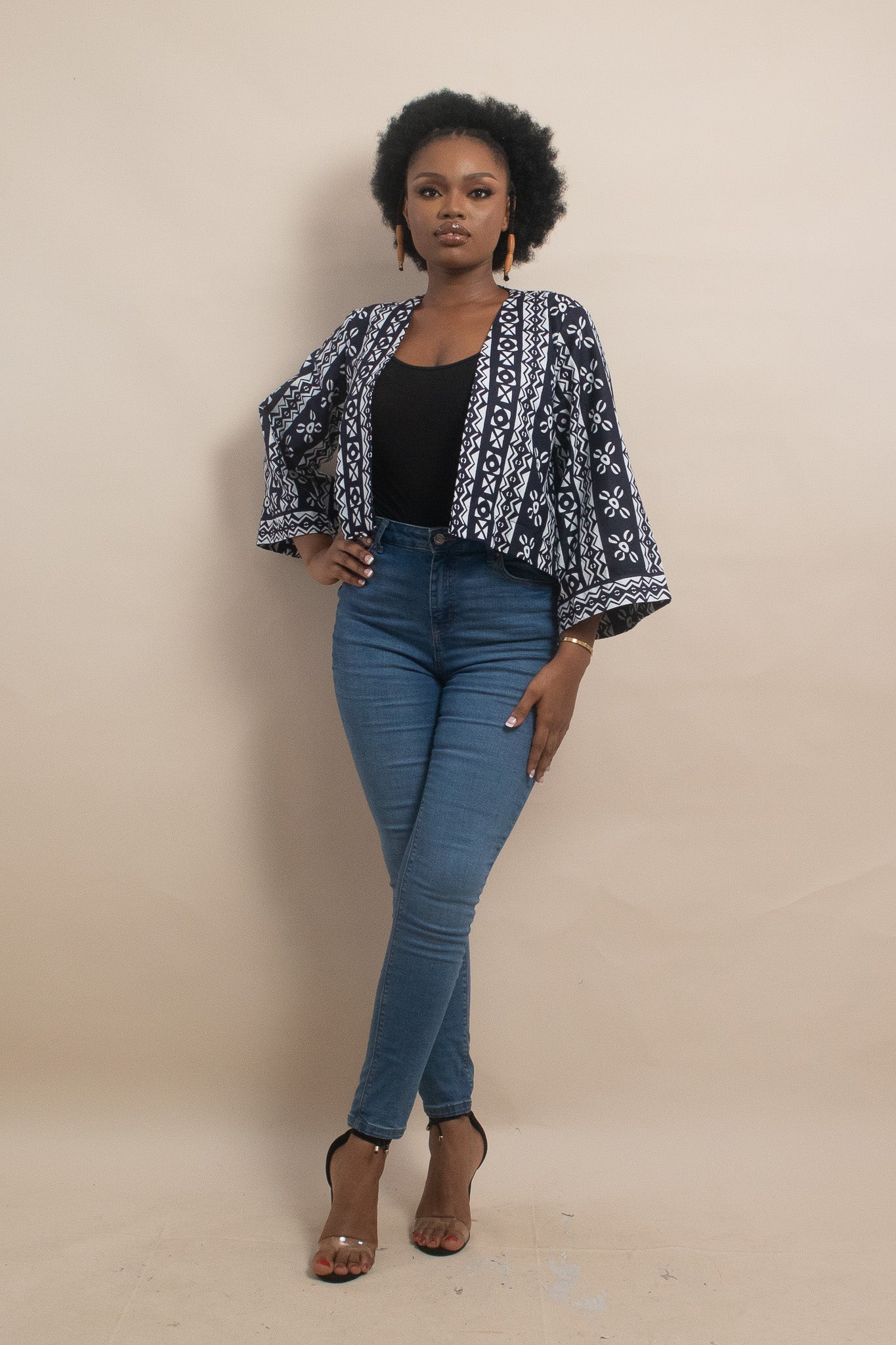 TIMIERE African Print Cropped Kimono Jacket