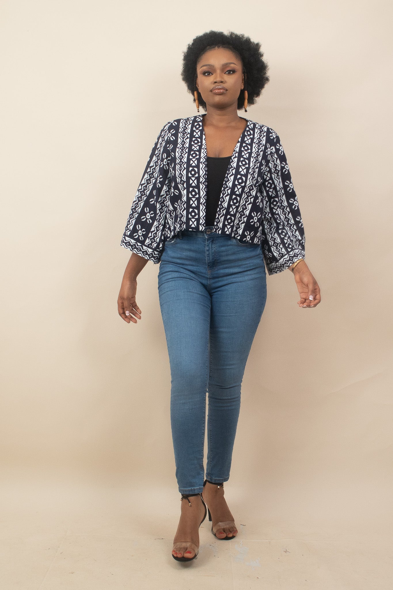 TIMIERE African Print Cropped Kimono Jacket