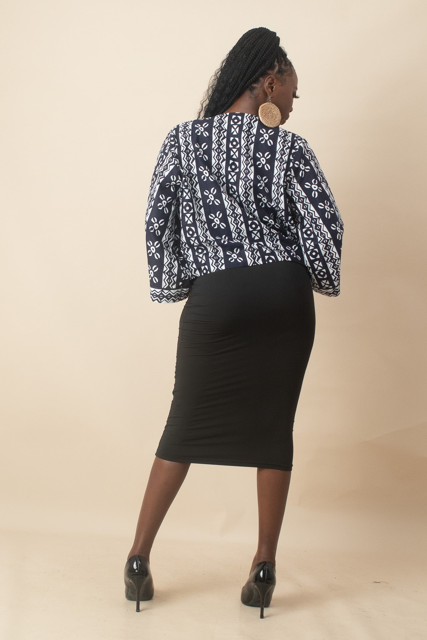 TIMIERE African Print Cropped Kimono Jacket