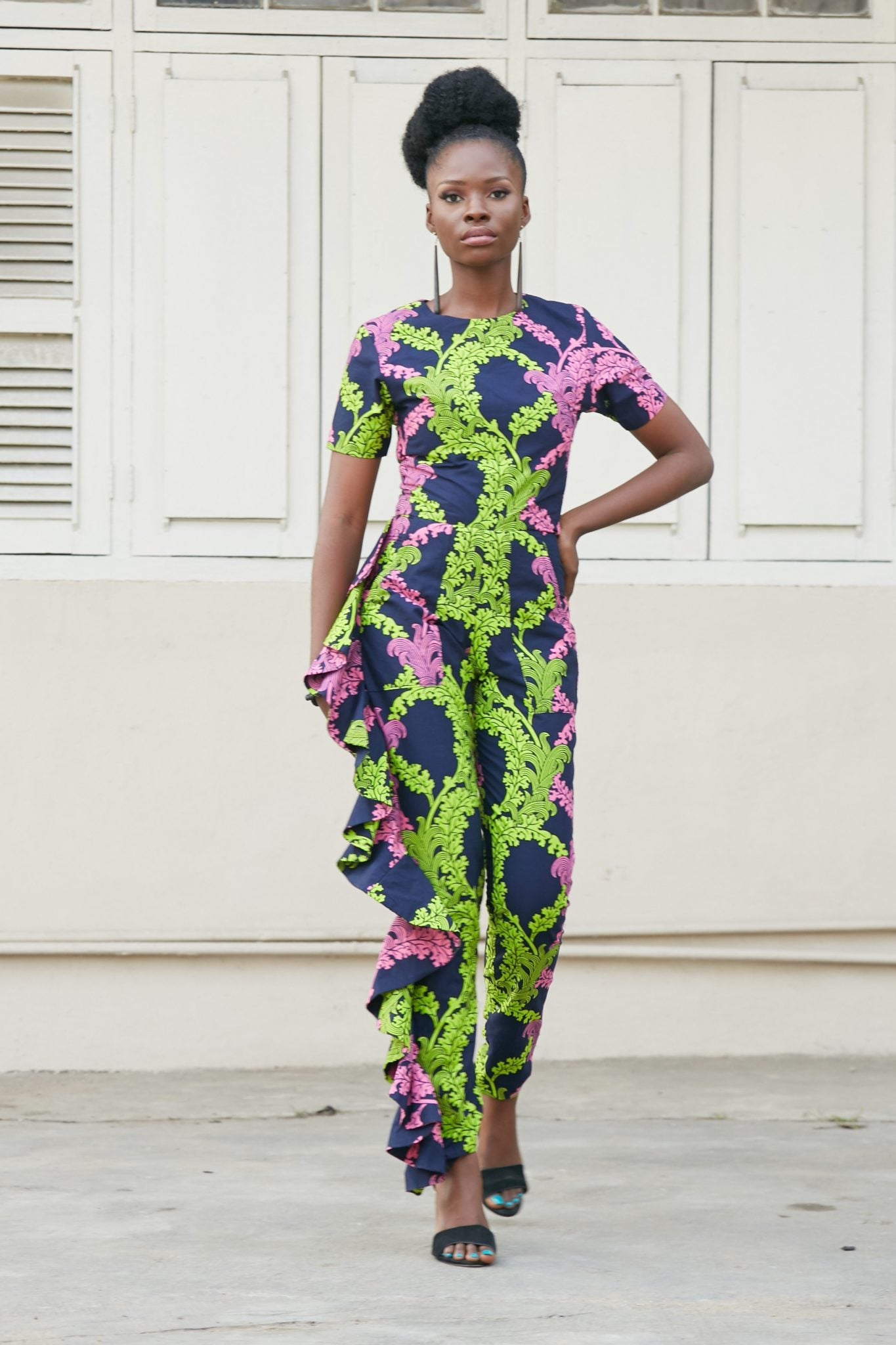 TISA African Print Ankara Short Sleeve Jumpsuit