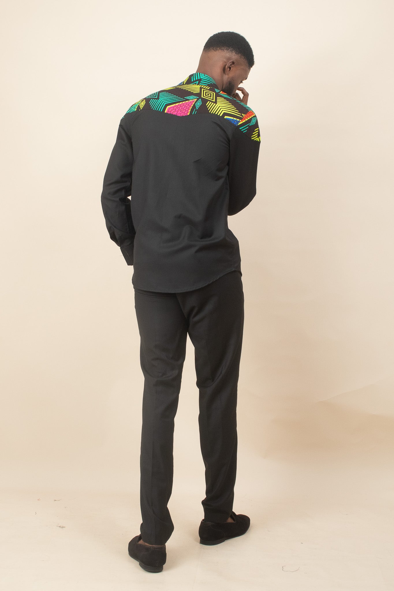 XOESE African Print Long Sleeve Shirt