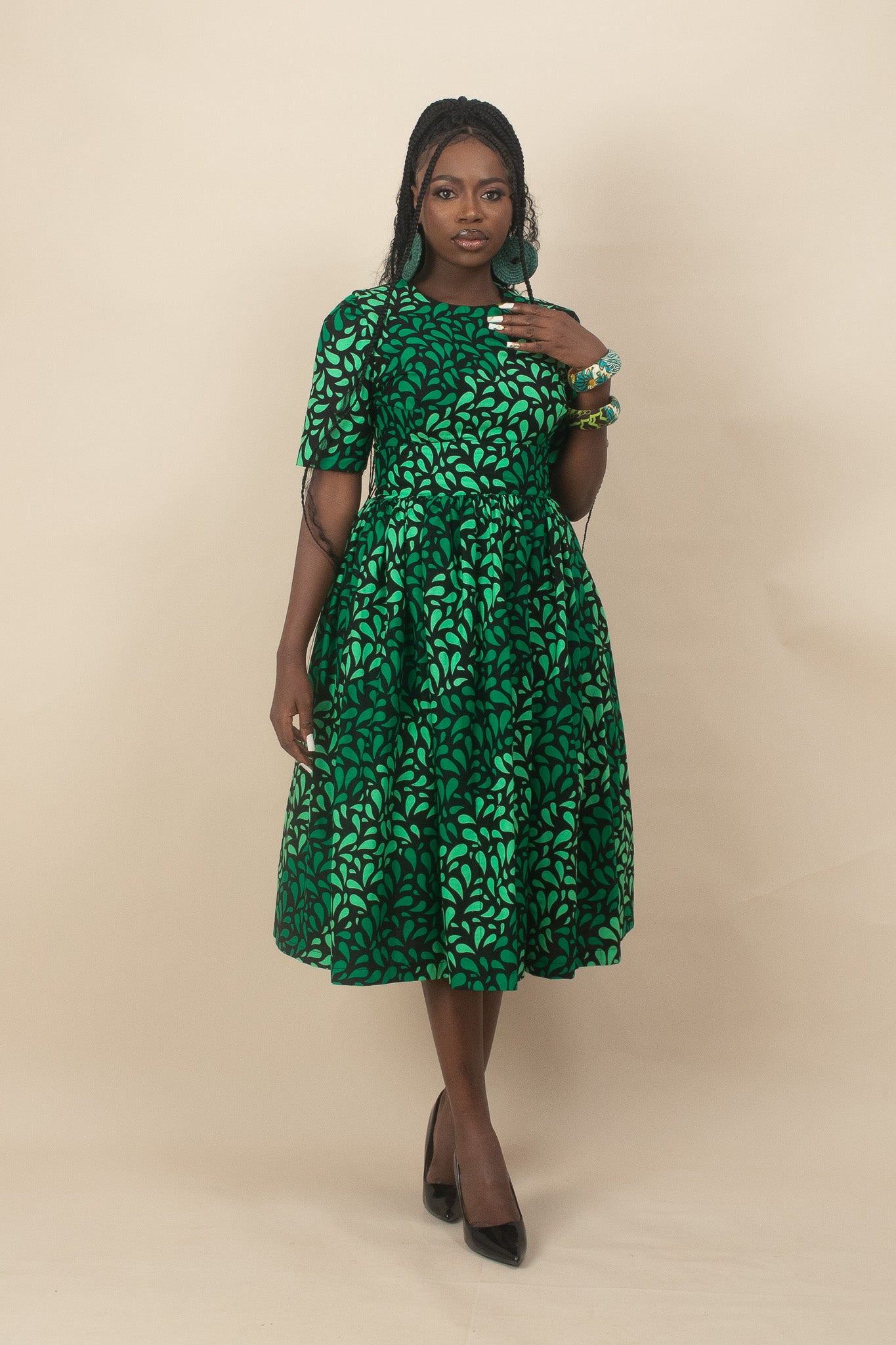 ZORLE Ankara Print Ankara Floral Midi Dress