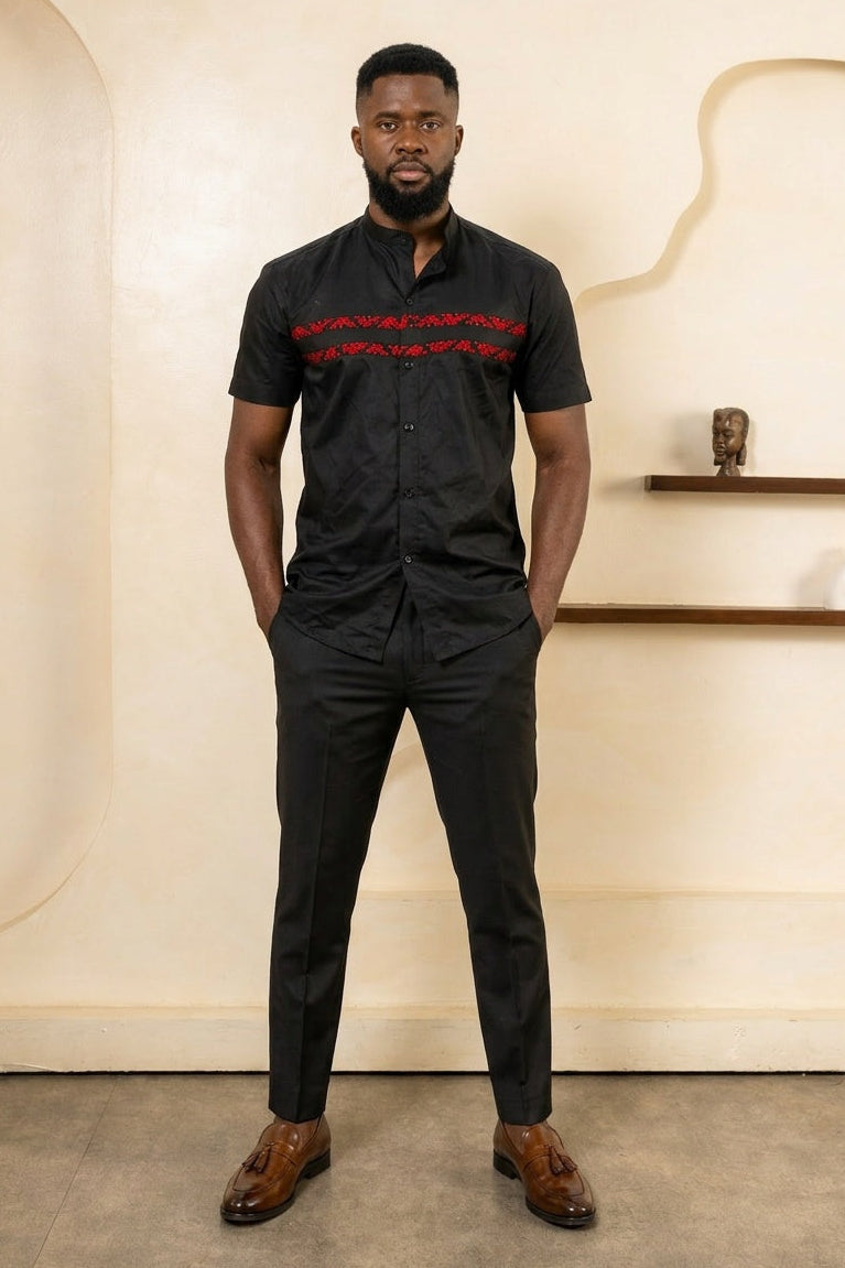 SAWA Short Sleeve Ankara Shirt - Men