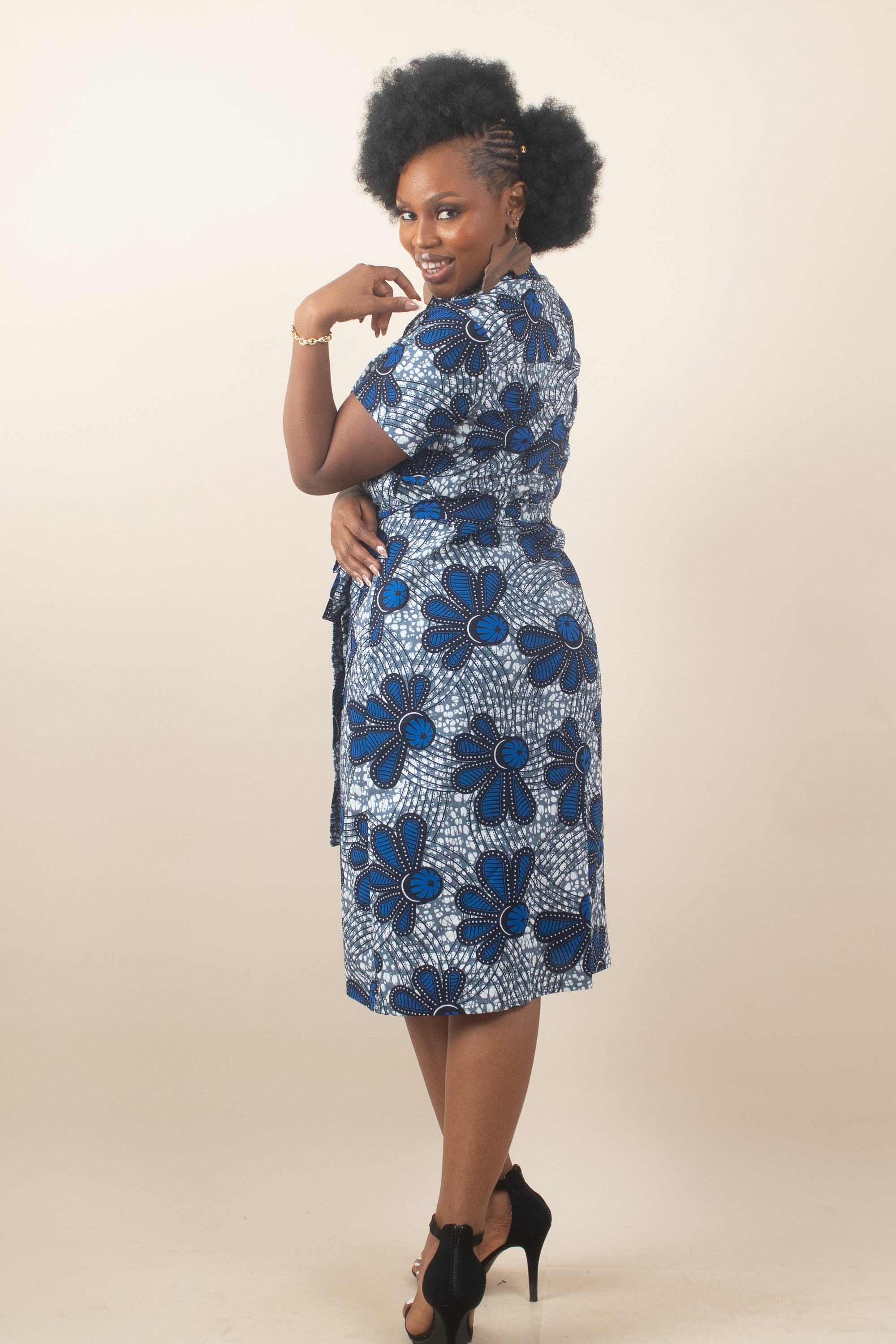 SALINA Ankara Midi Shirt Dress — women's African print clothing by Naborhi