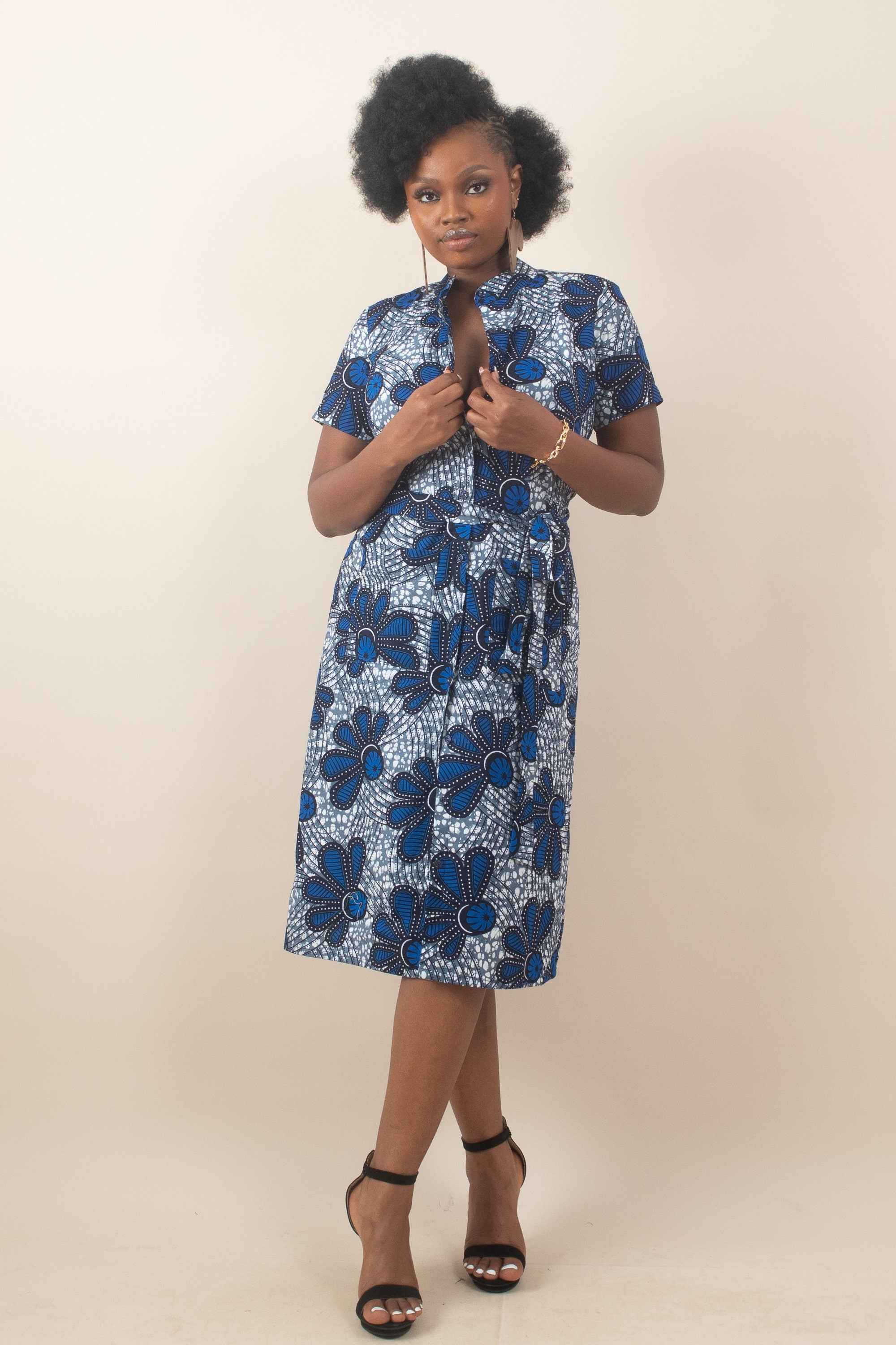 SALINA Ankara Midi Shirt Dress — African print dress by Naborhi