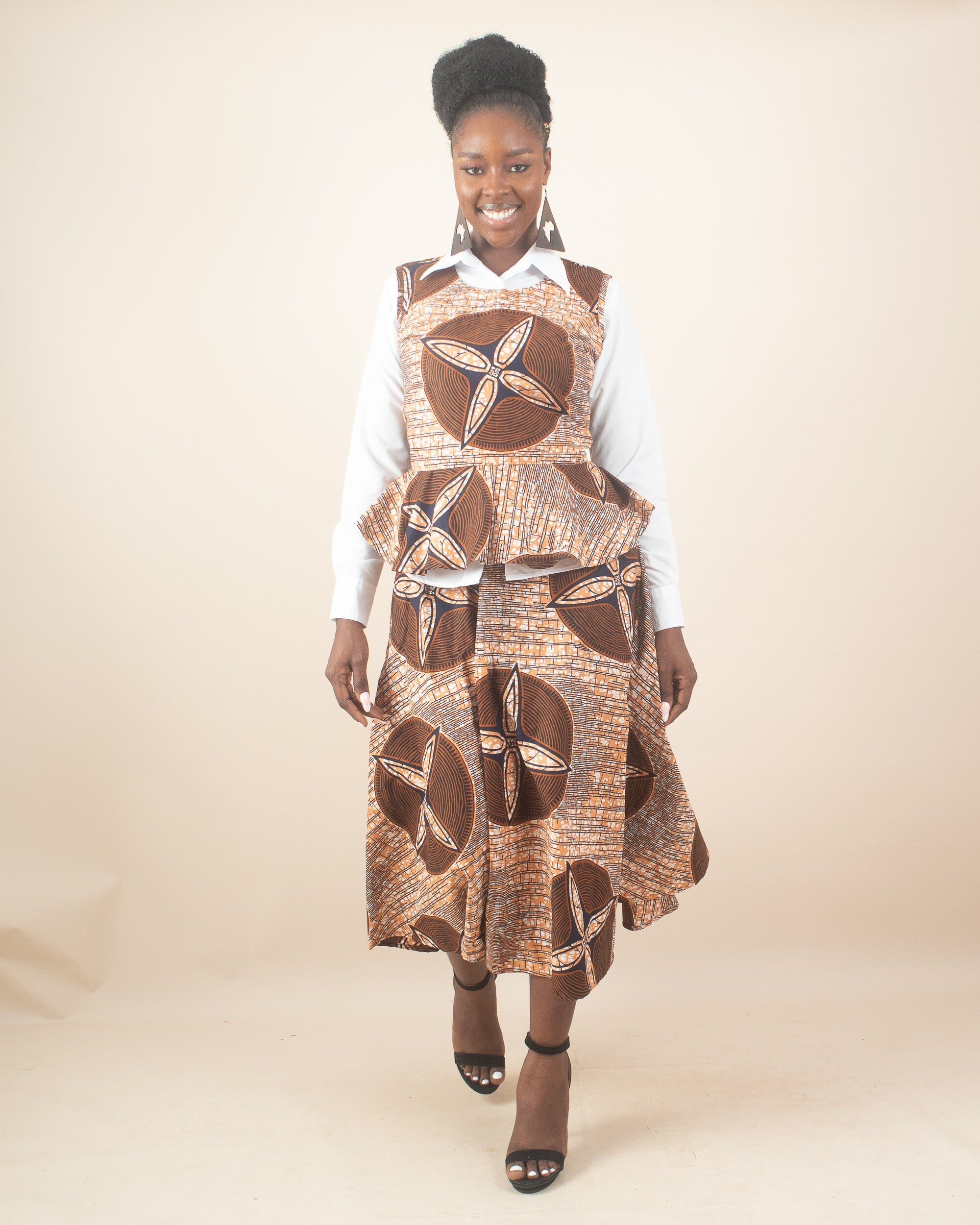 Sample: LASHE Ankara Peplum Top - Women (Size UK 10) detail — handcrafted in Nigeria by Naborhi