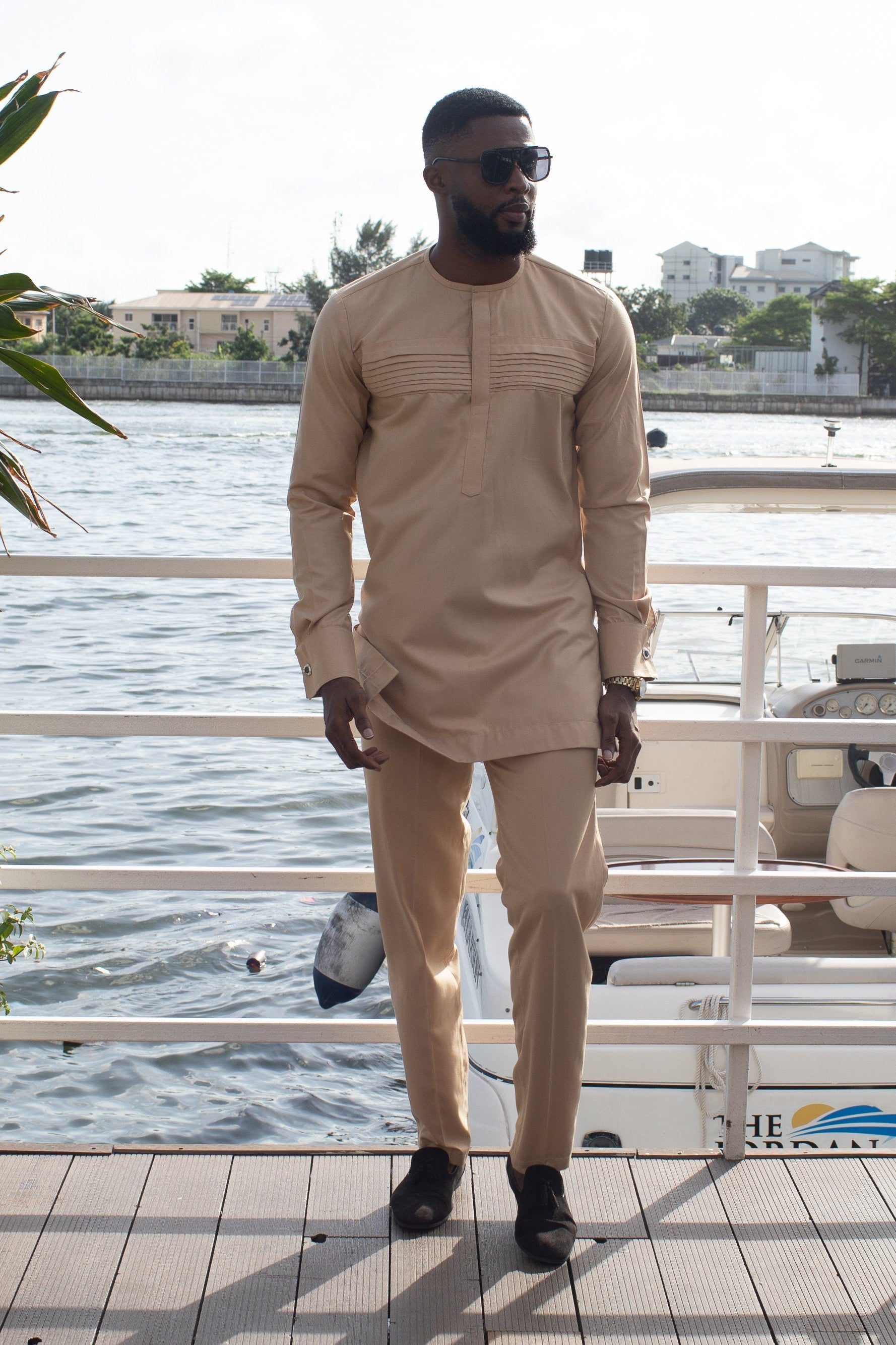 KHALID African Senator Suit detail — handcrafted in Nigeria by Naborhi