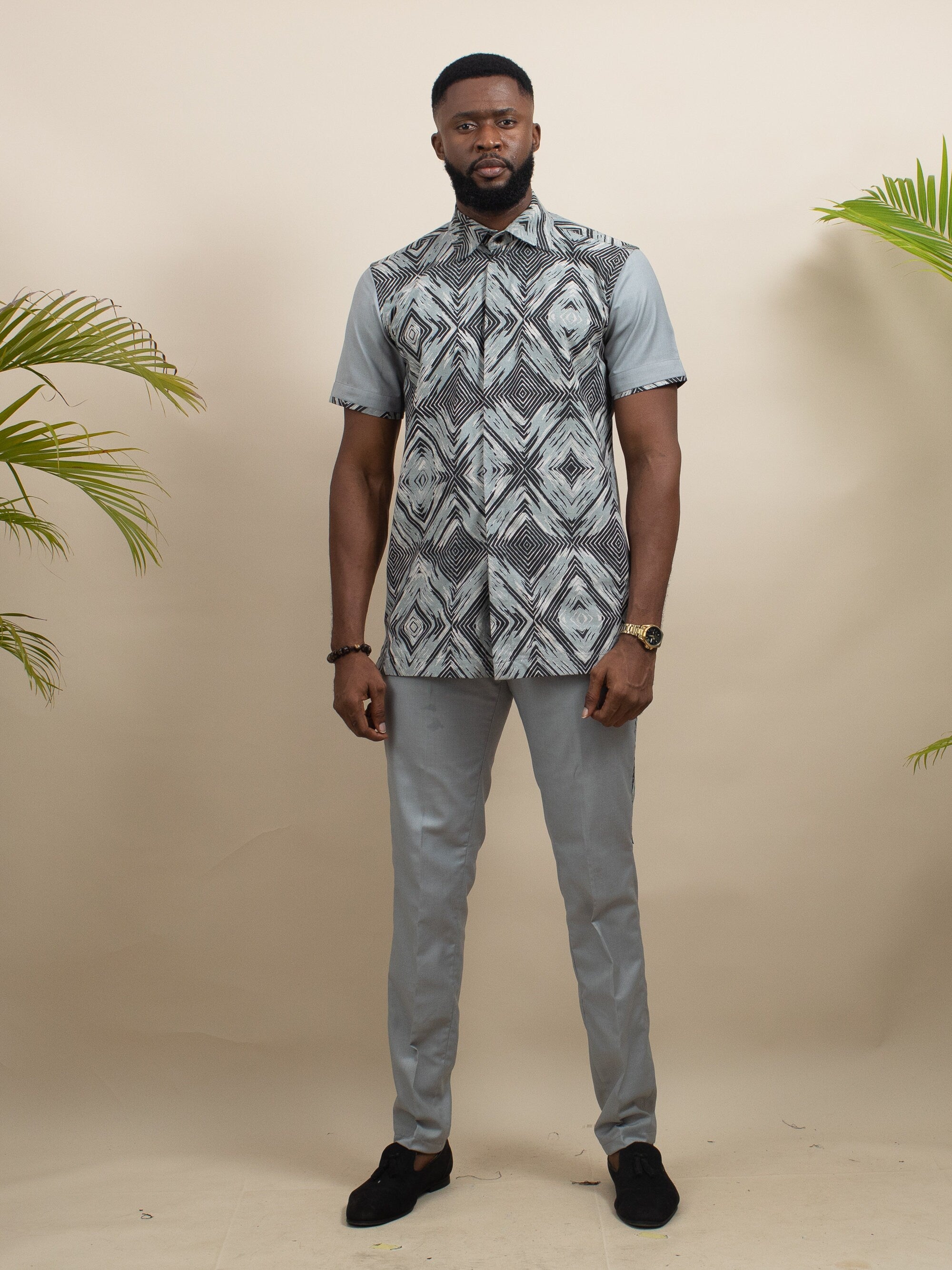EKIO Ankara Senator Suit detail — handcrafted in Nigeria by Naborhi