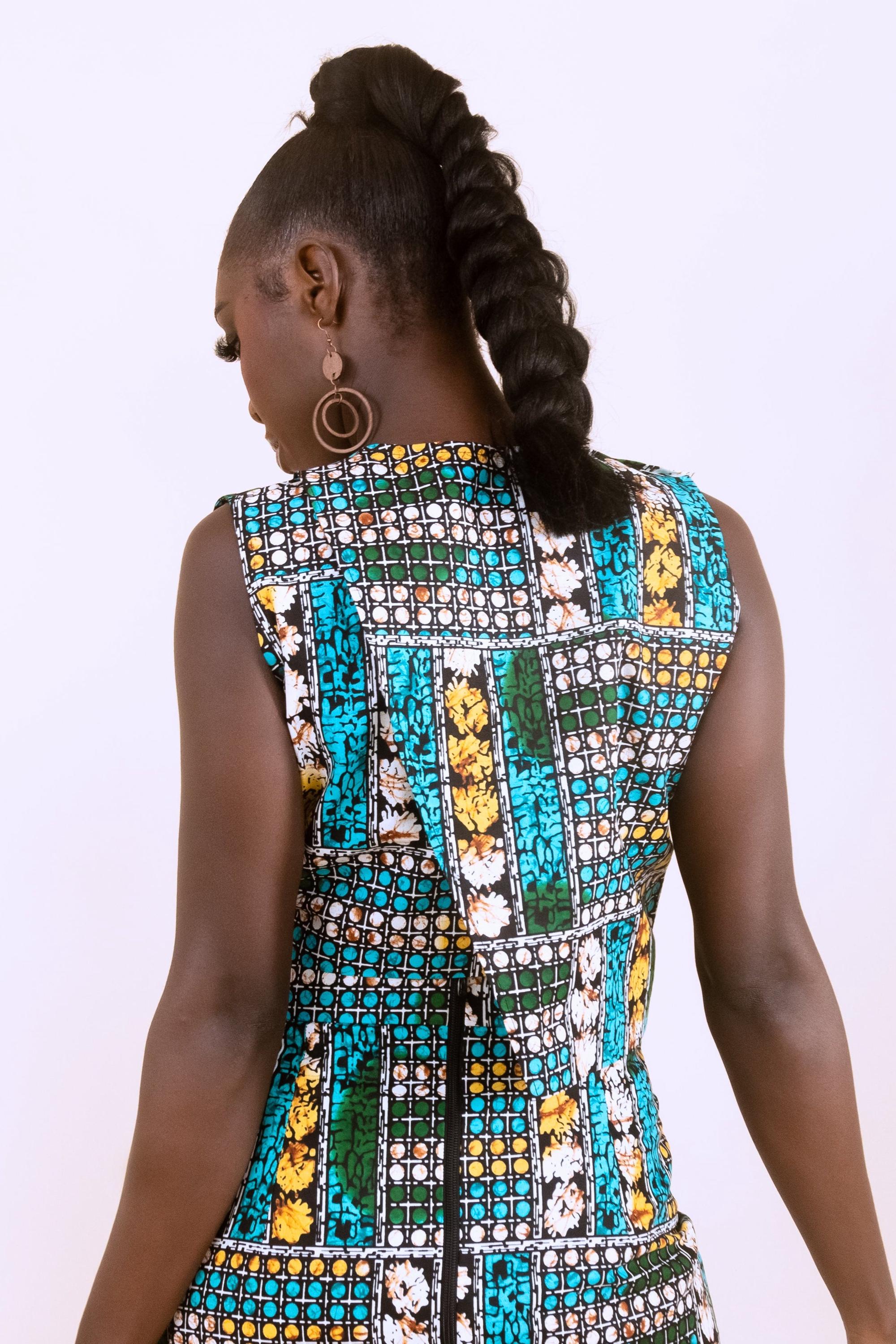 MAKEDA Ankara Crop Top detail — handcrafted in Nigeria by Naborhi