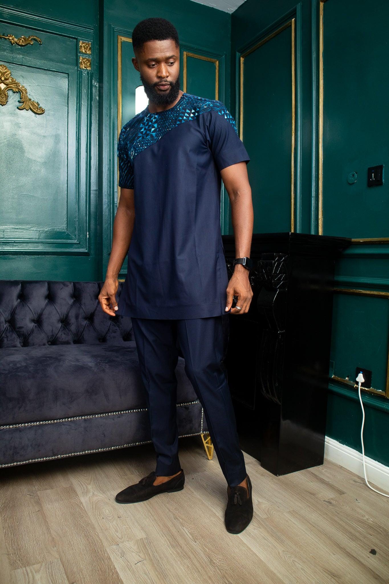 KOBI Ankara Suit detail — handcrafted in Nigeria by Naborhi