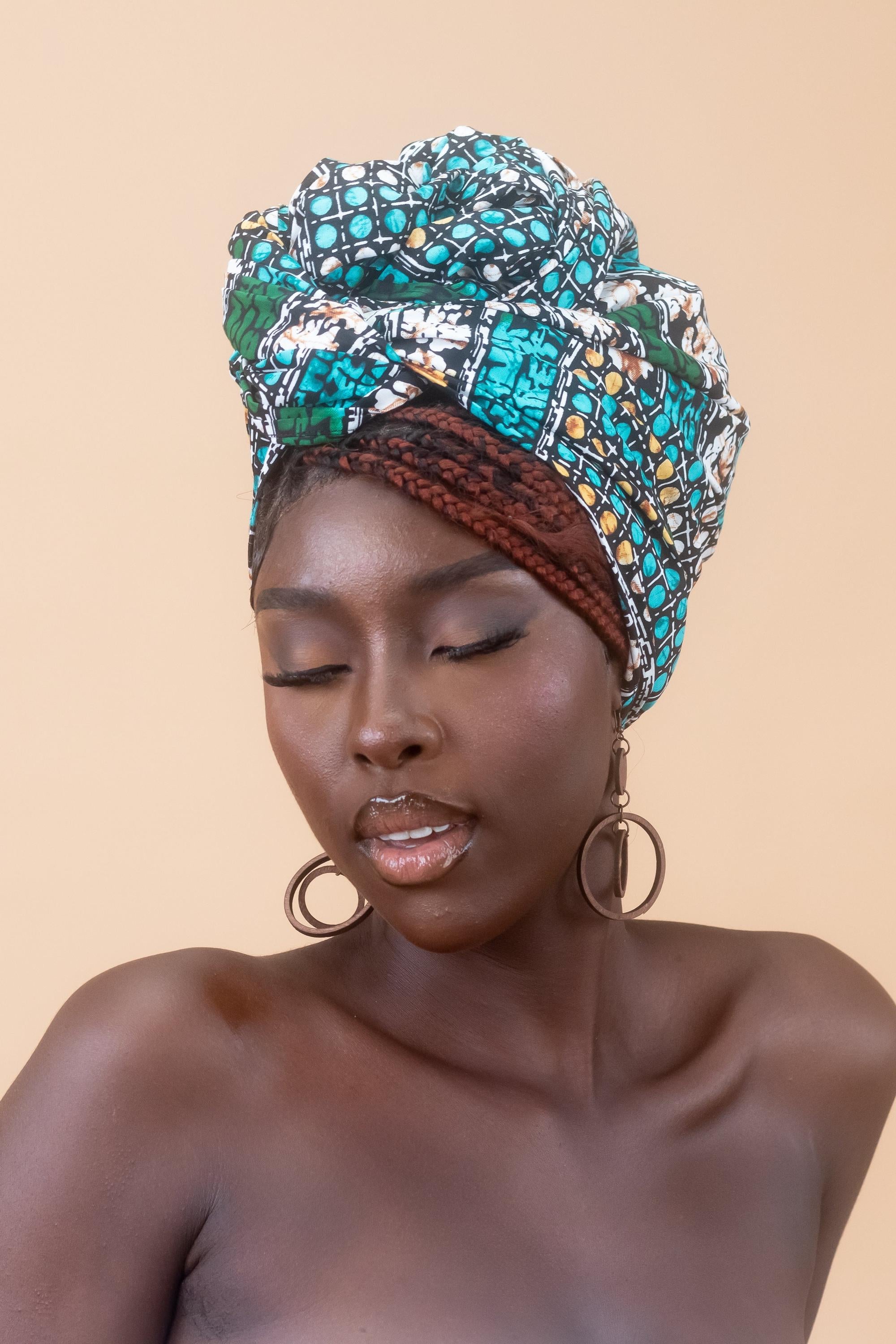 MAKEDA Ankara Head Wrap detail — handcrafted in Nigeria by Naborhi