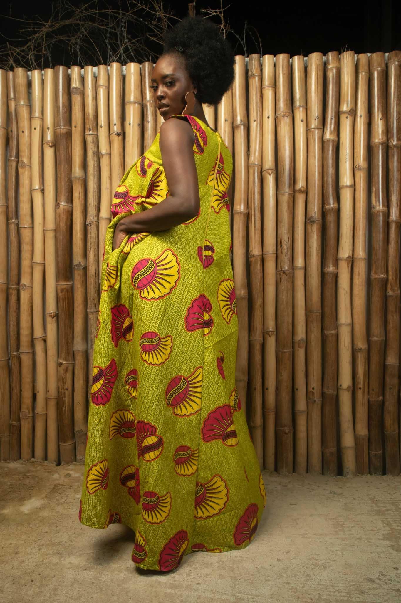 Sample: SALIHA Ankara Maxi Dress - Women (Size UK 10) detail — handcrafted in Nigeria by Naborhi