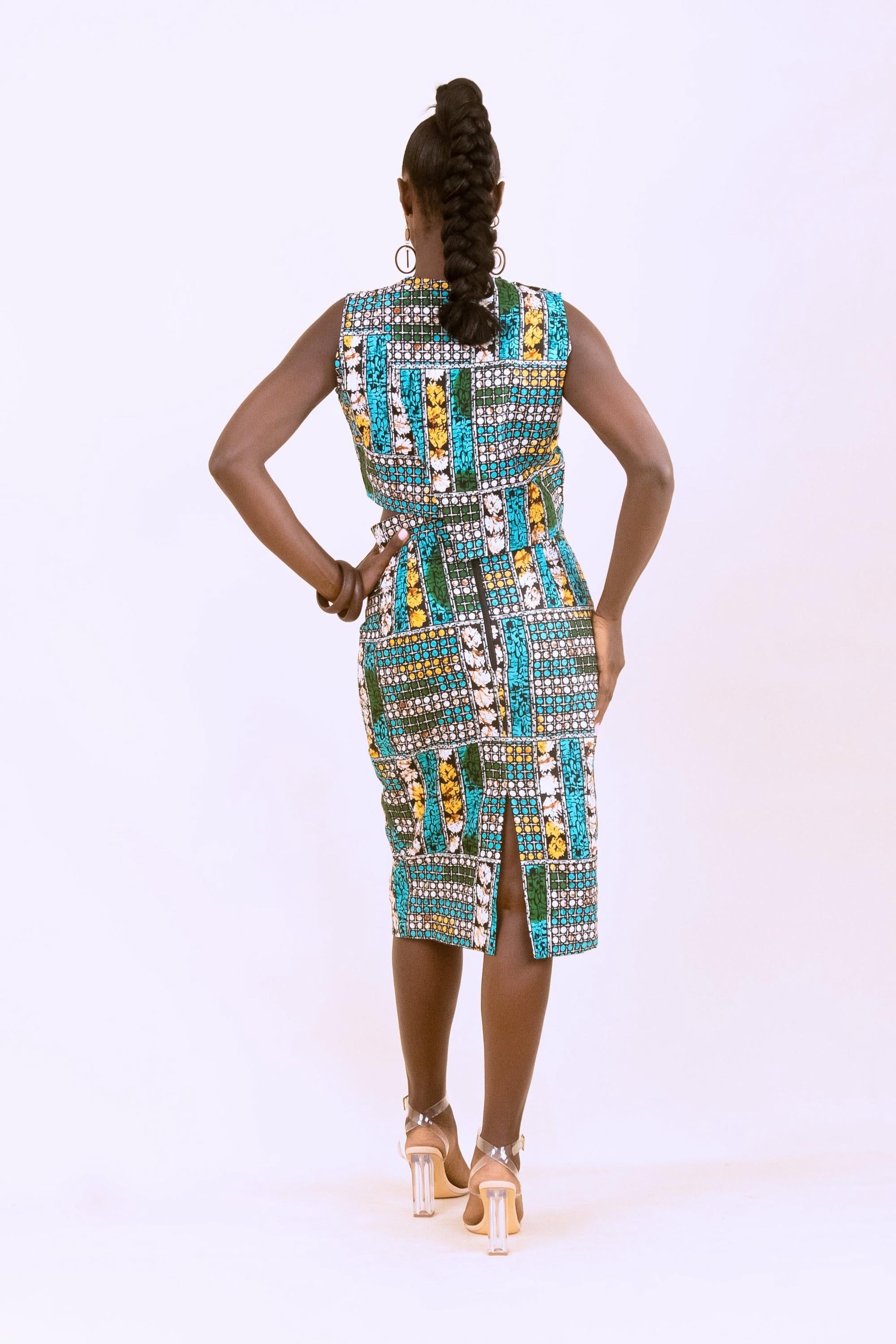MAKEDA Ankara Pencil Skirt detail — handcrafted in Nigeria by Naborhi