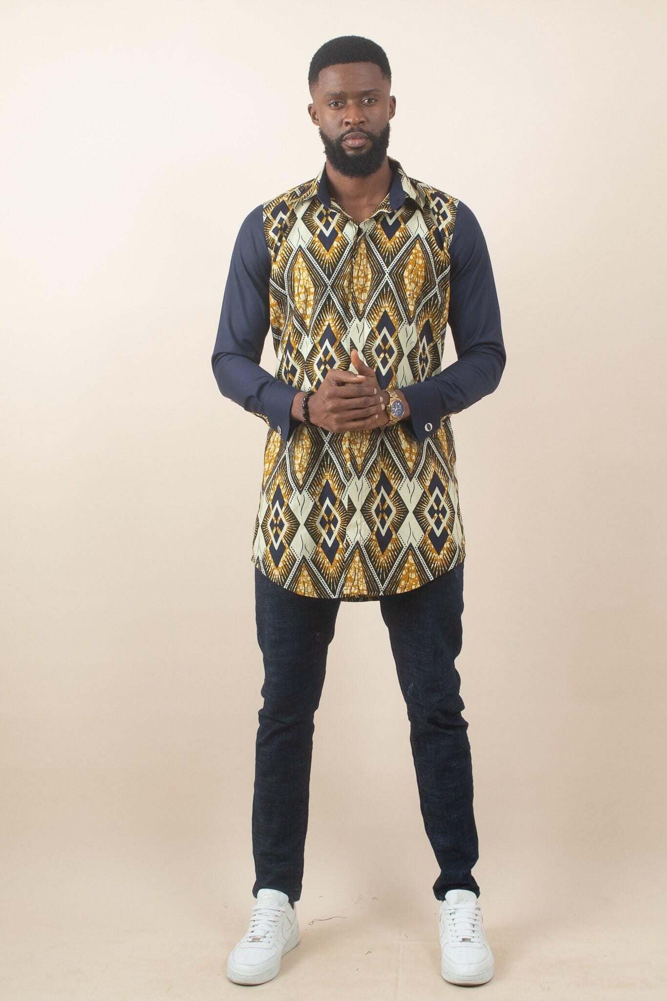 Sample: DABIRA Long Sleeve Ankara Shirt - Men (Size M) — African print shirt by Naborhi