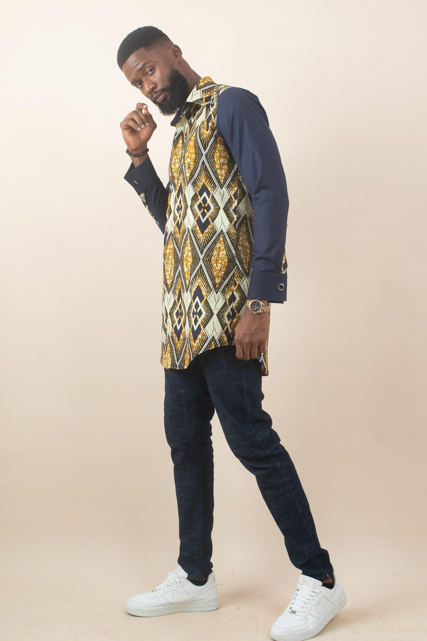 Sample: DABIRA Long Sleeve Ankara Shirt - Men (Size M) — men's African print clothing by Naborhi