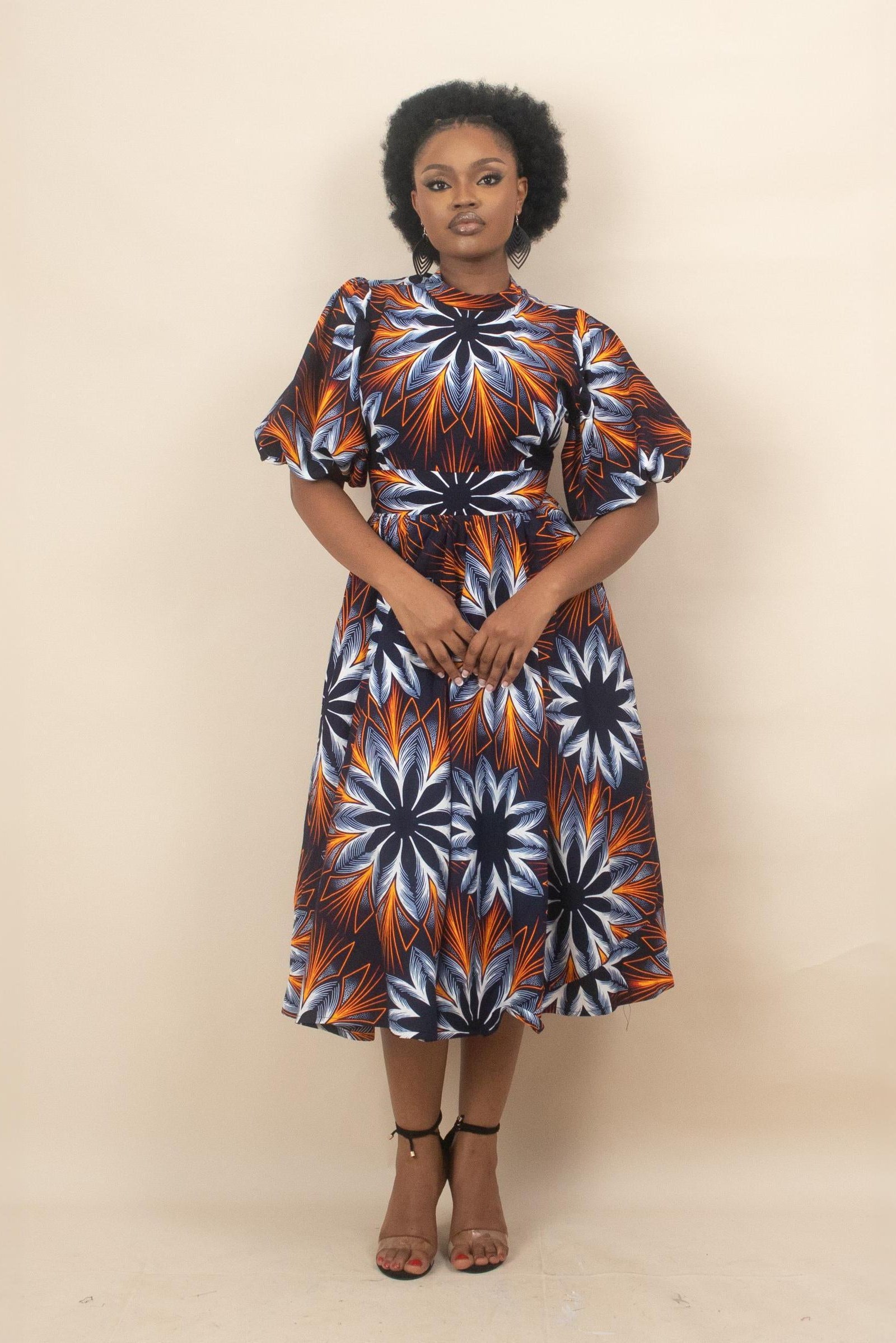 Sample: AYANNA Ankara Puff Sleeve Maxi Dress - Women (Size UK 10) — African print dress by Naborhi