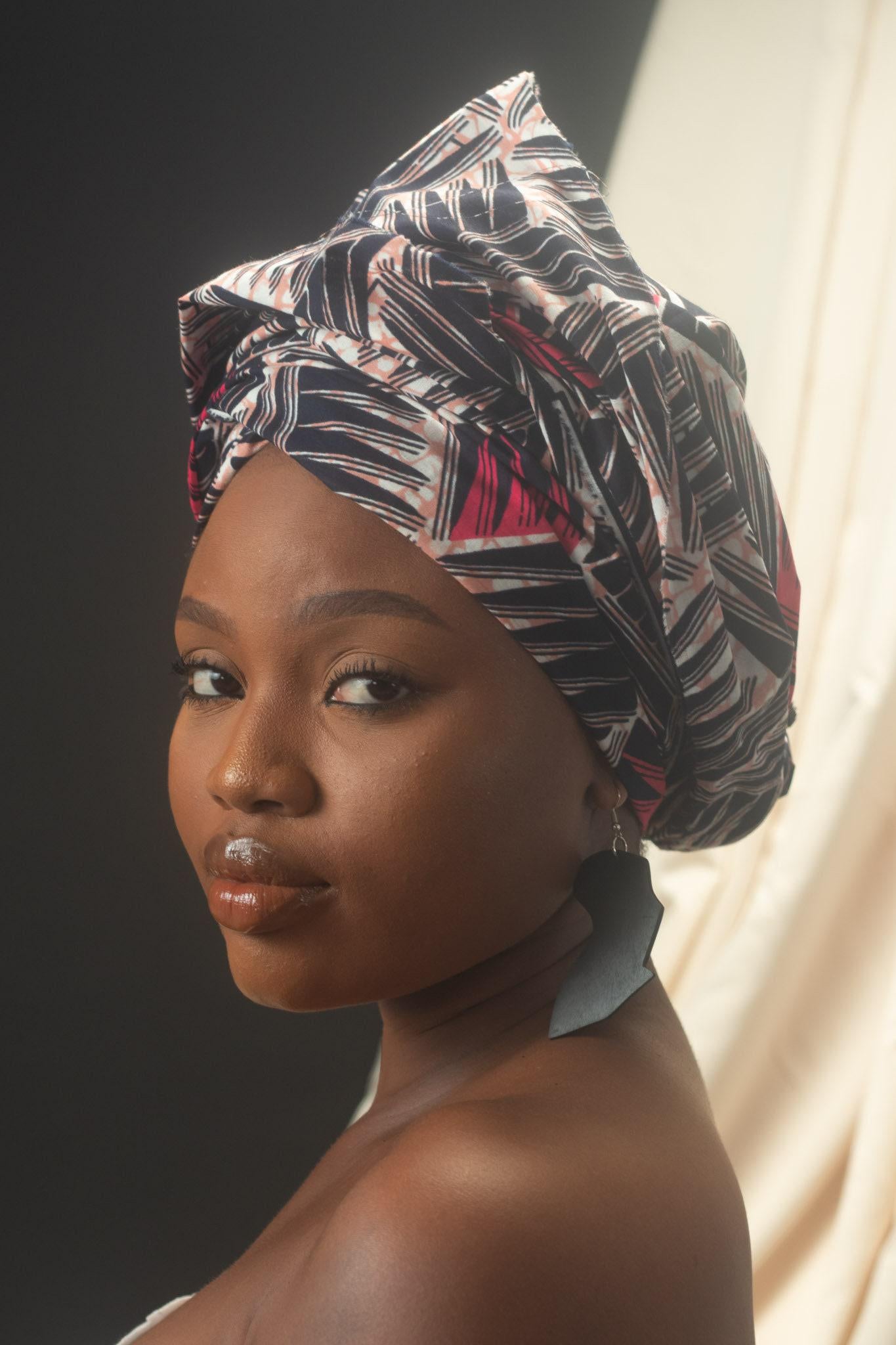 TEFERI Ankara Head Wrap detail — handcrafted in Nigeria by Naborhi