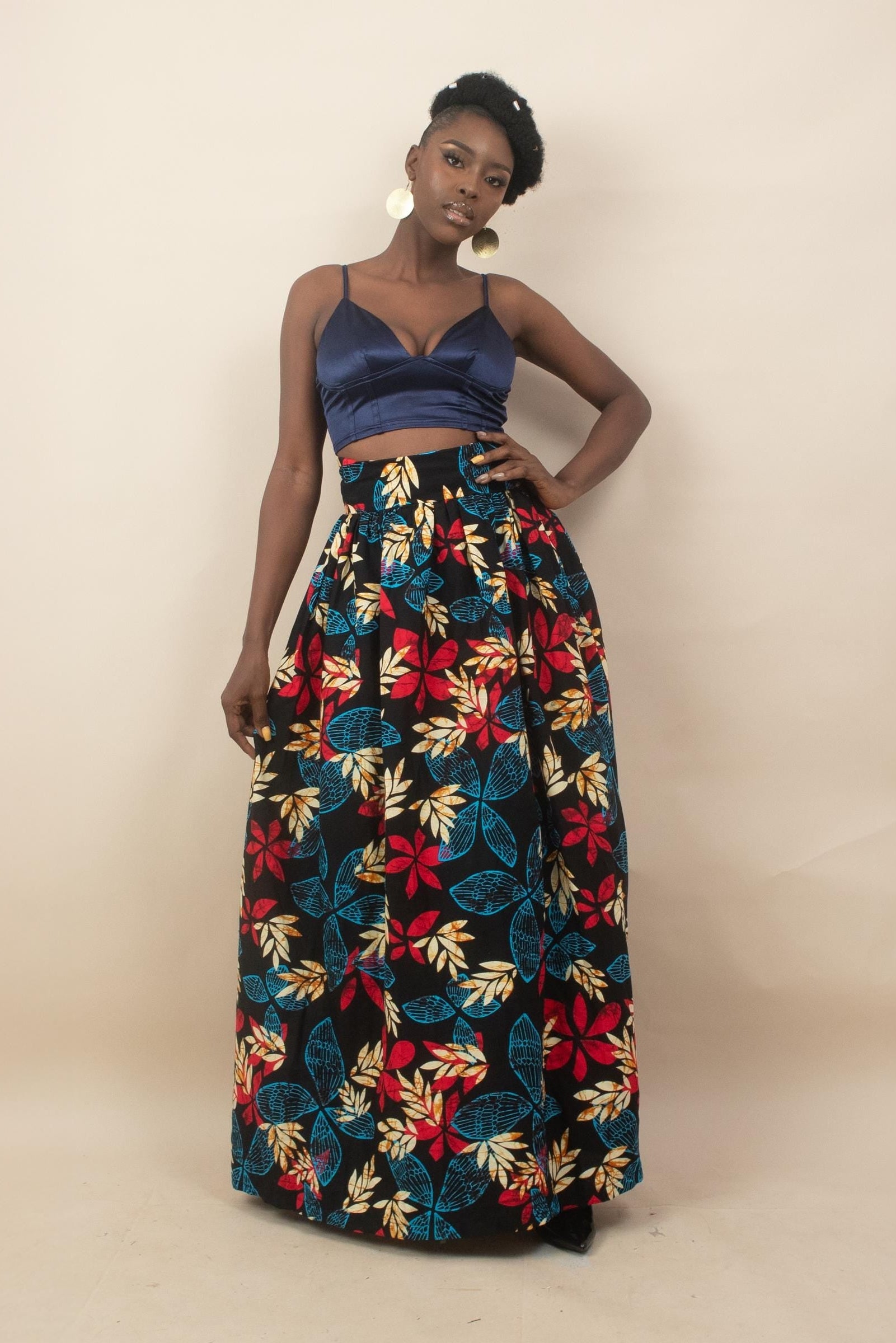 Sample: ESOSA Ankara Skirt - Women (Size UK 10) detail — handcrafted in Nigeria by Naborhi